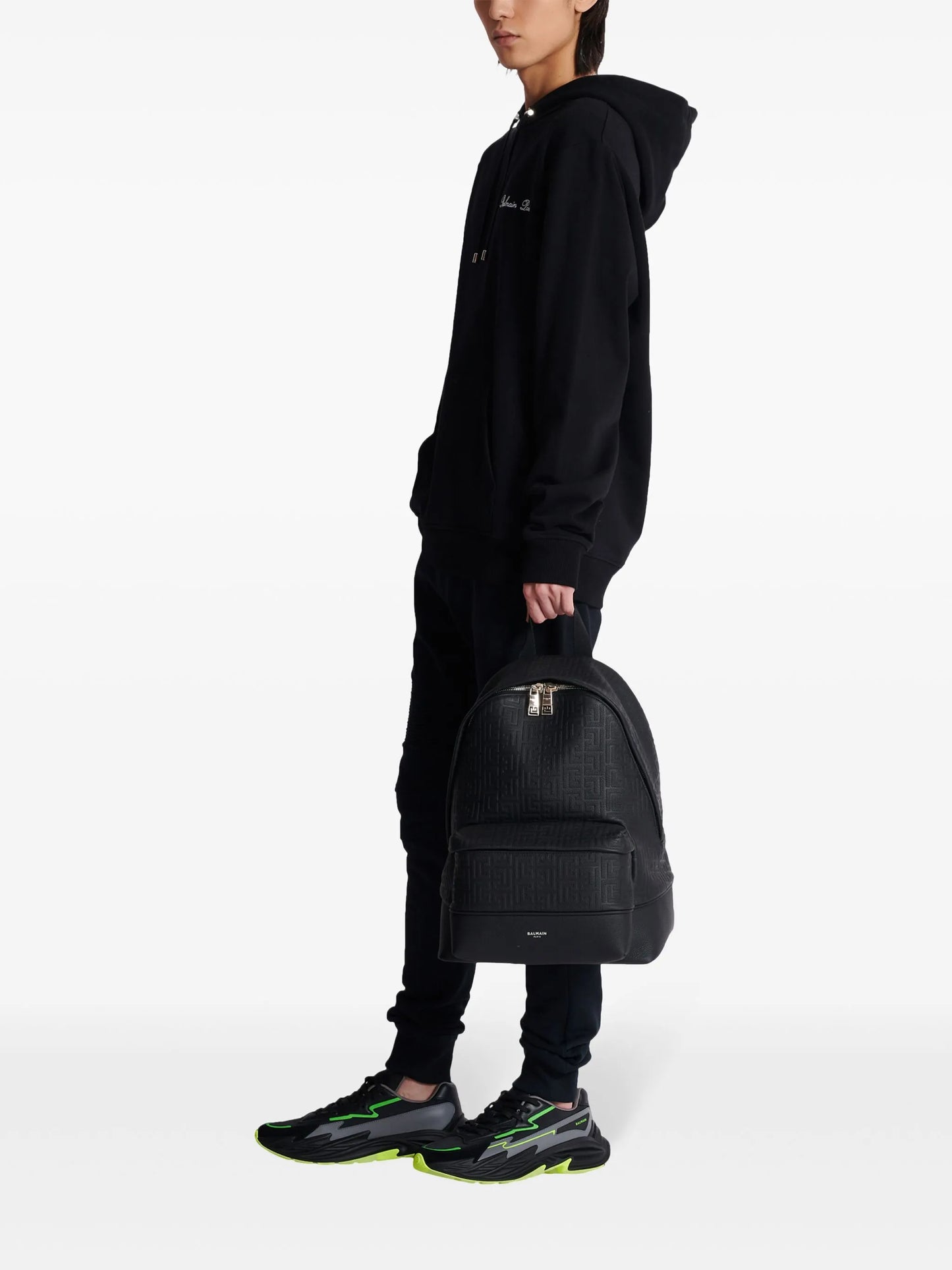 grained-effect leather backpack