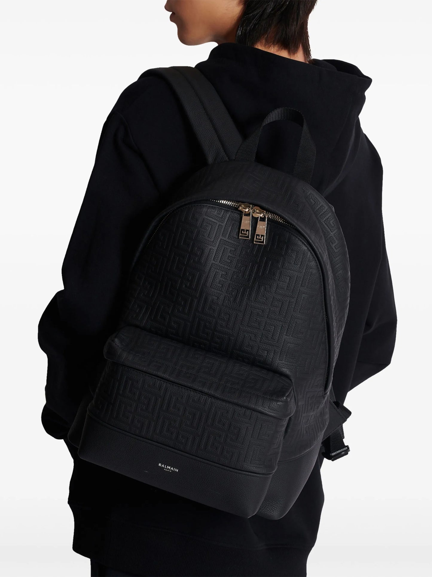 grained-effect leather backpack