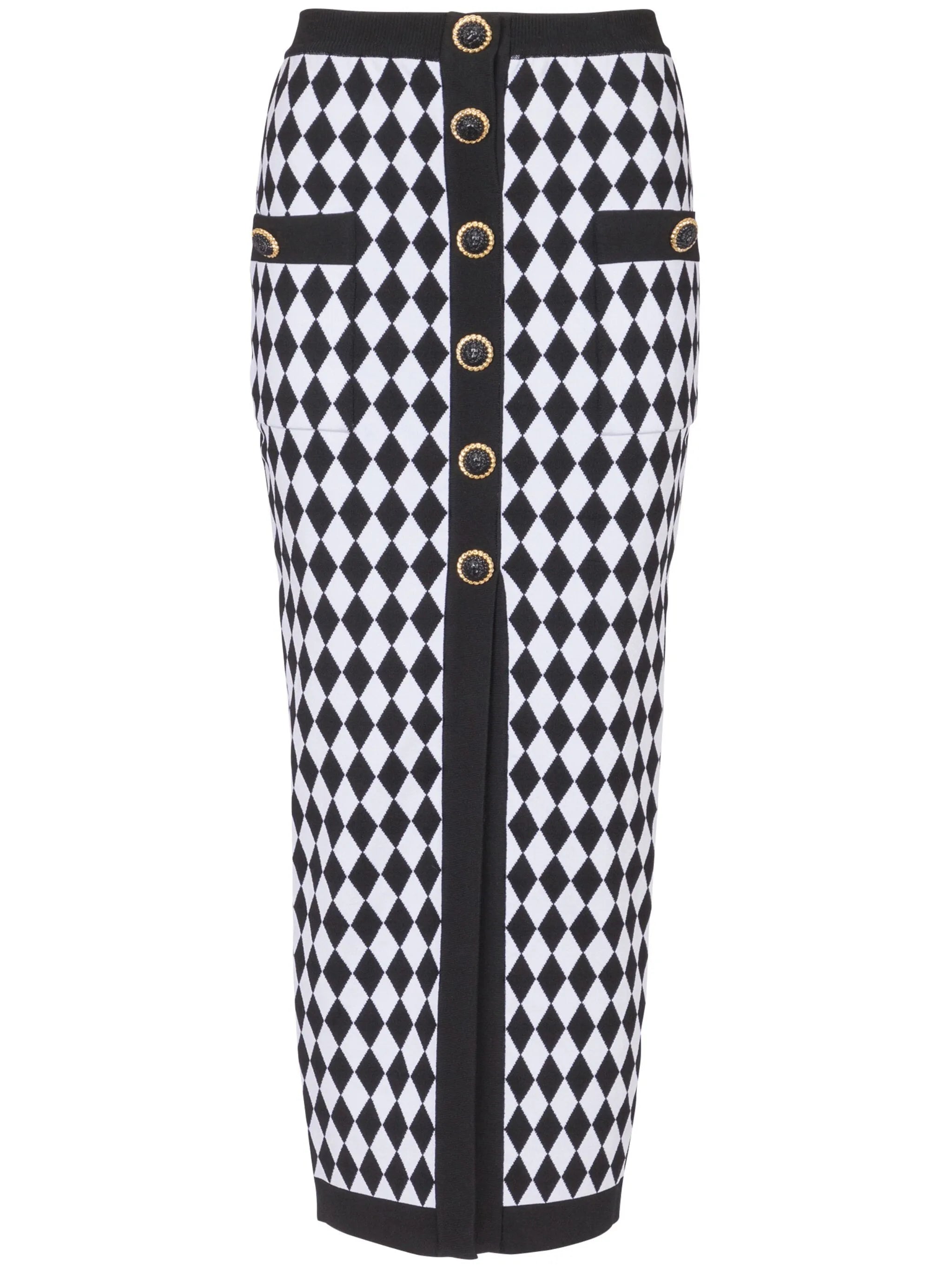 diamond-intarsia knitted midi skirt