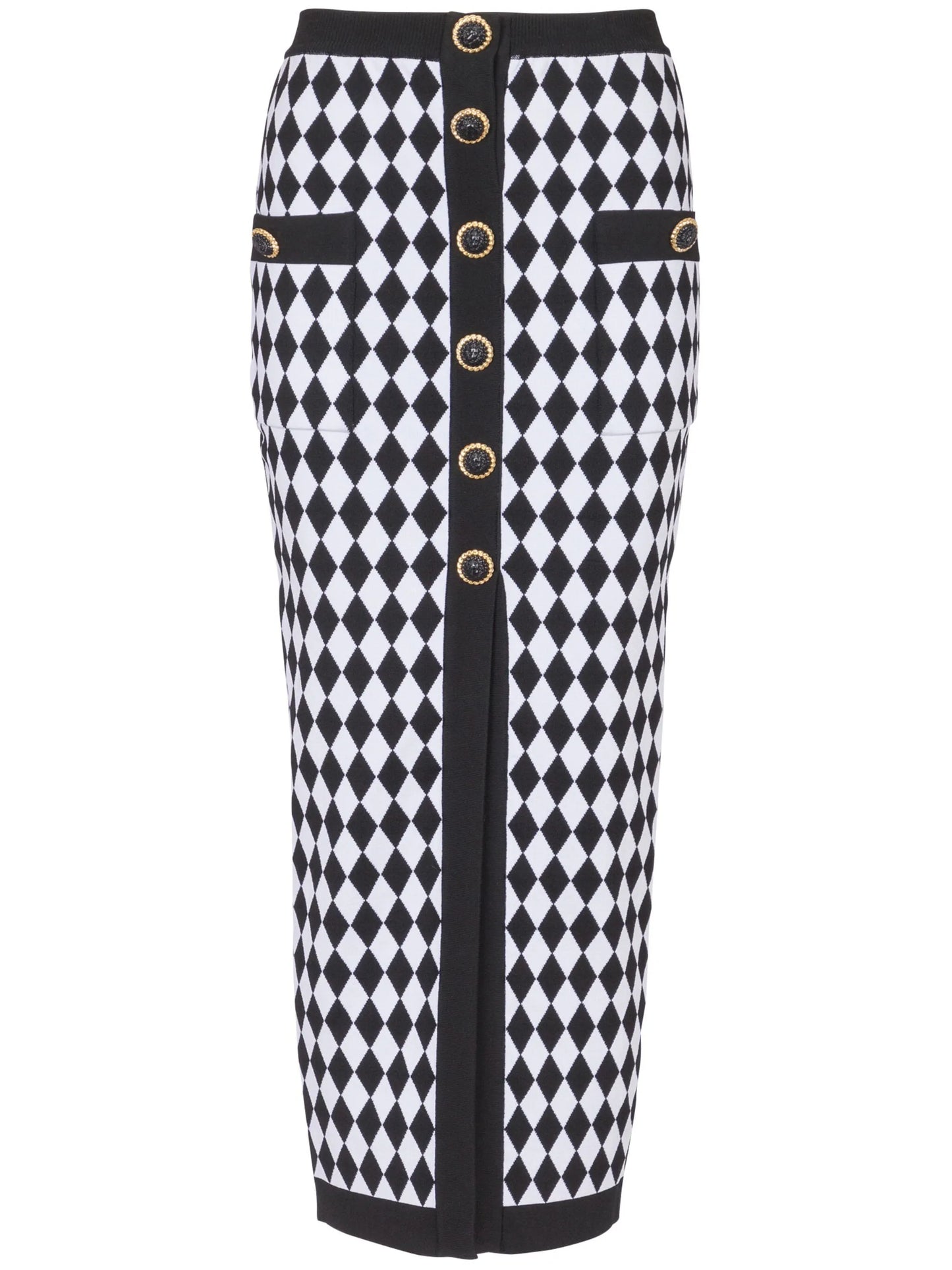 diamond-intarsia knitted midi skirt
