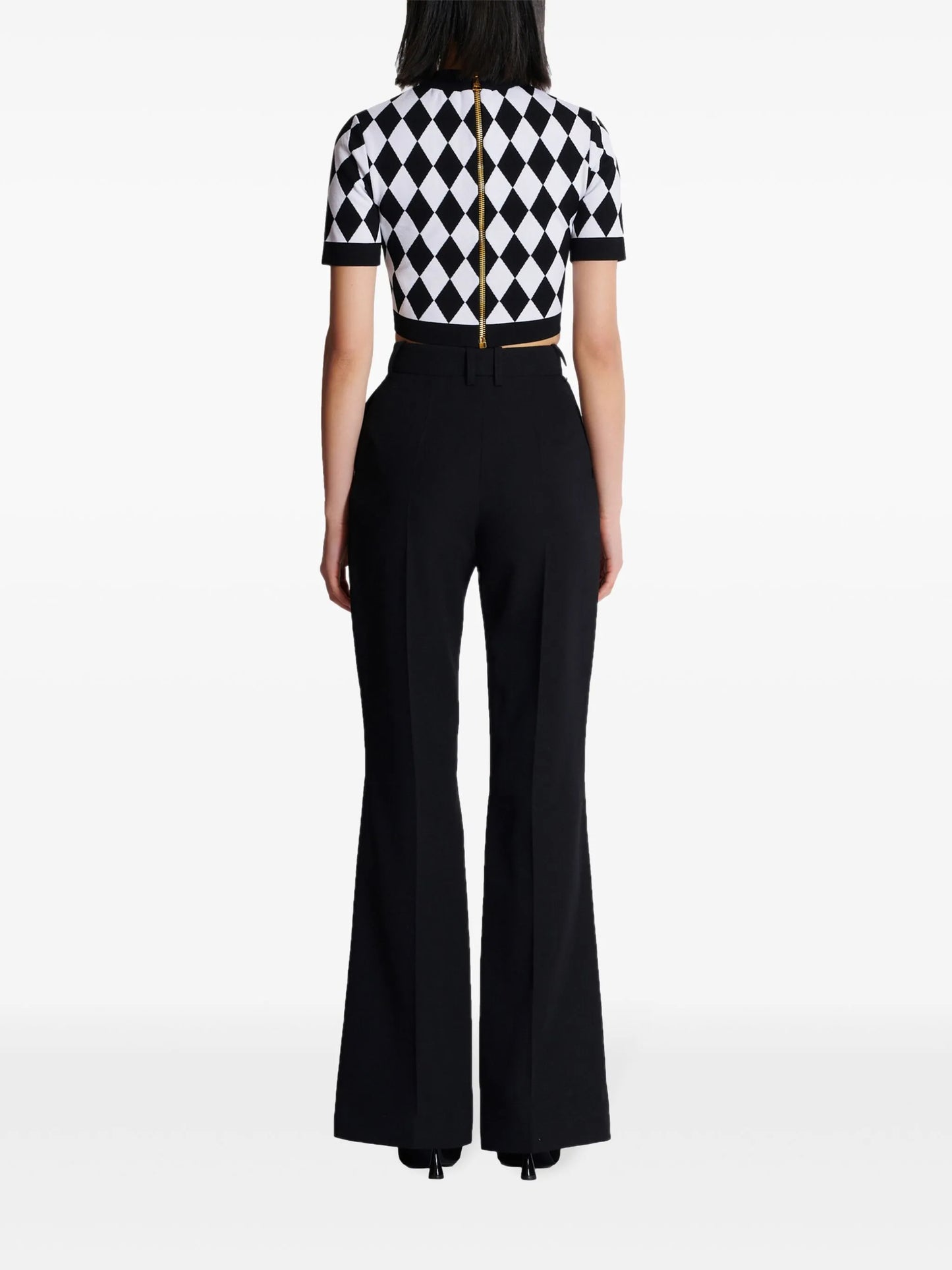 diamond-jacquard knitted top