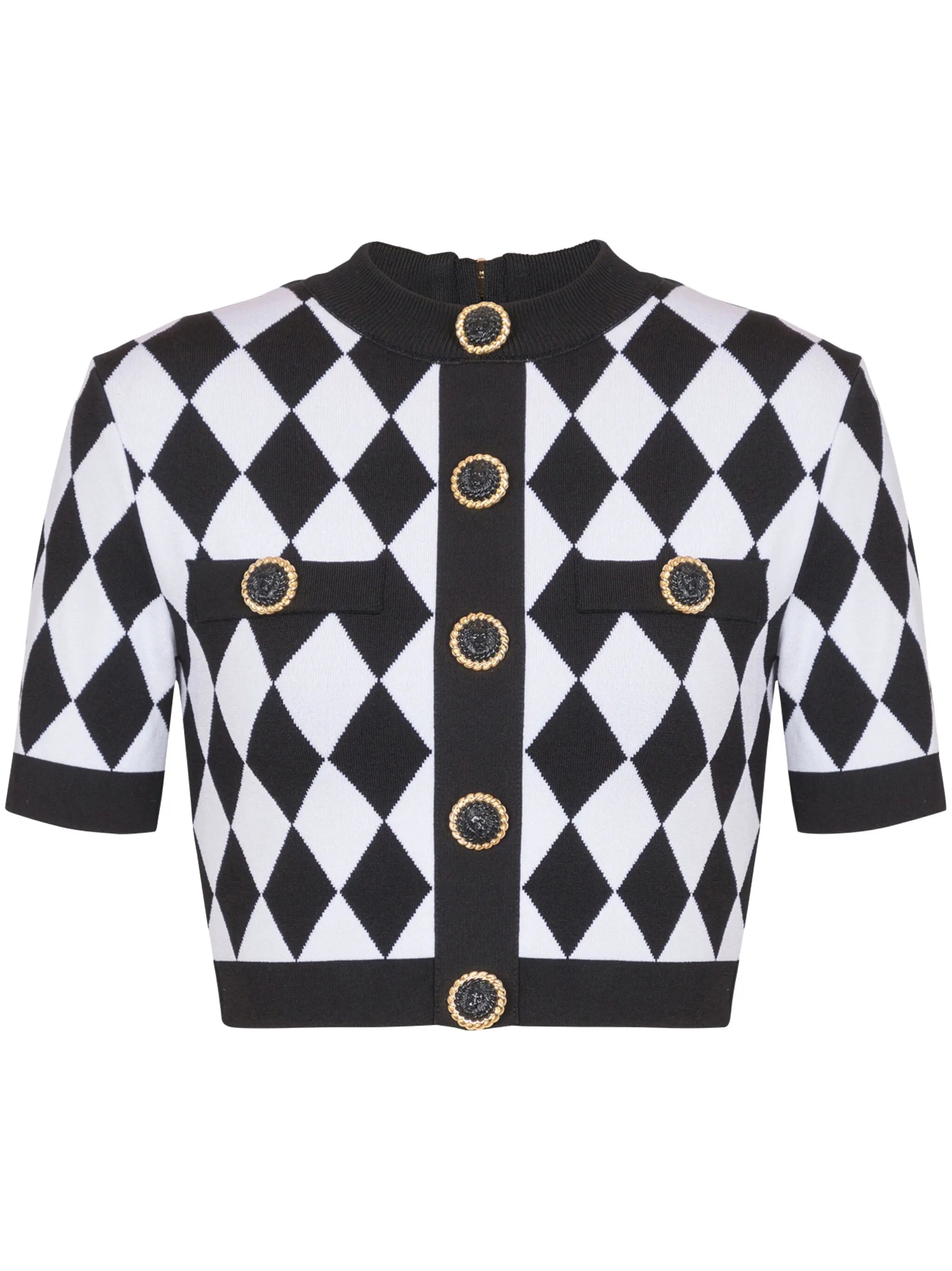 diamond-jacquard knitted top