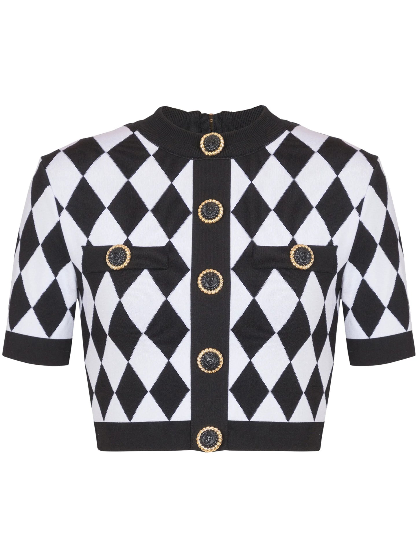 diamond-jacquard knitted top