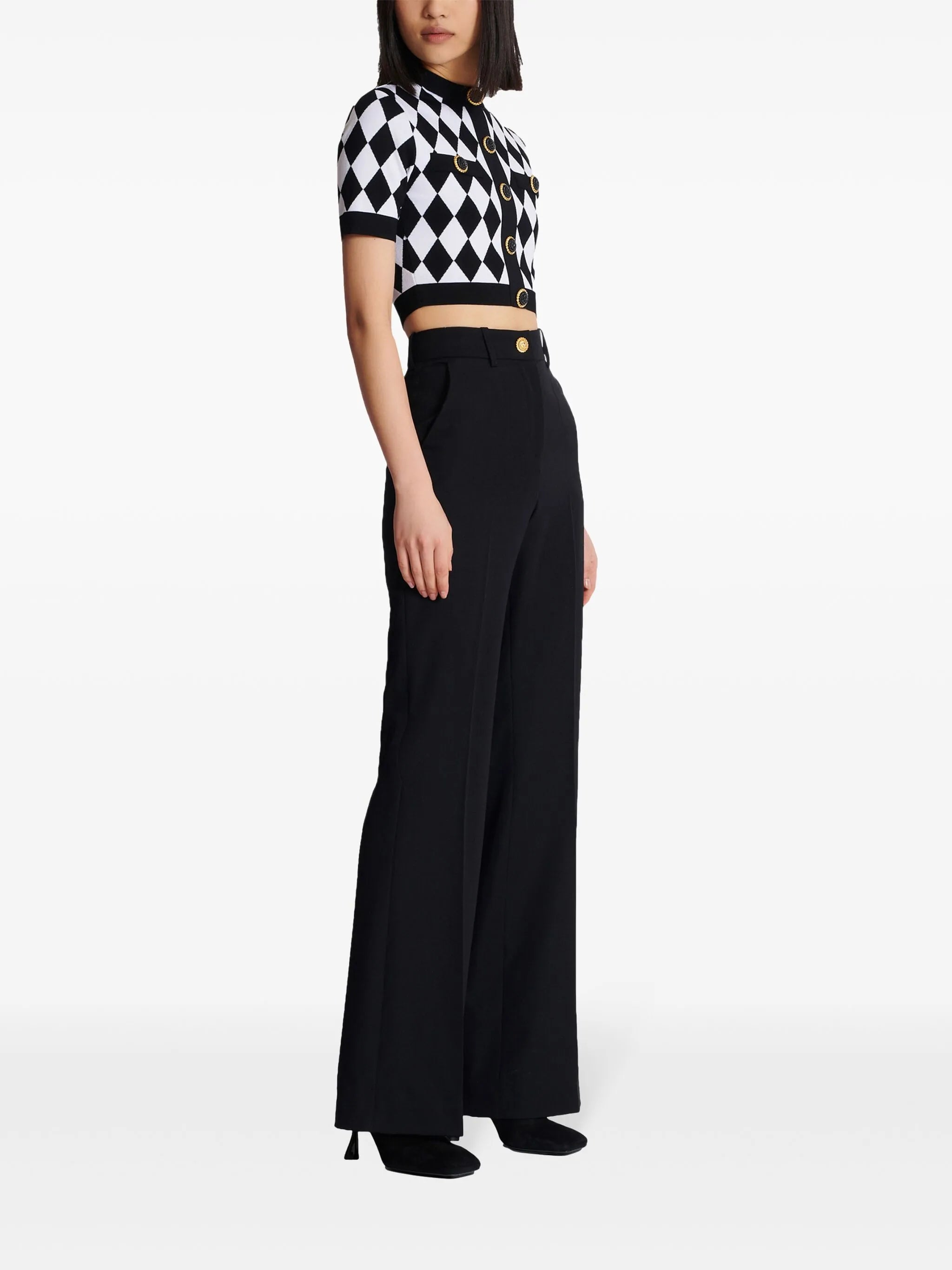 diamond-jacquard knitted top