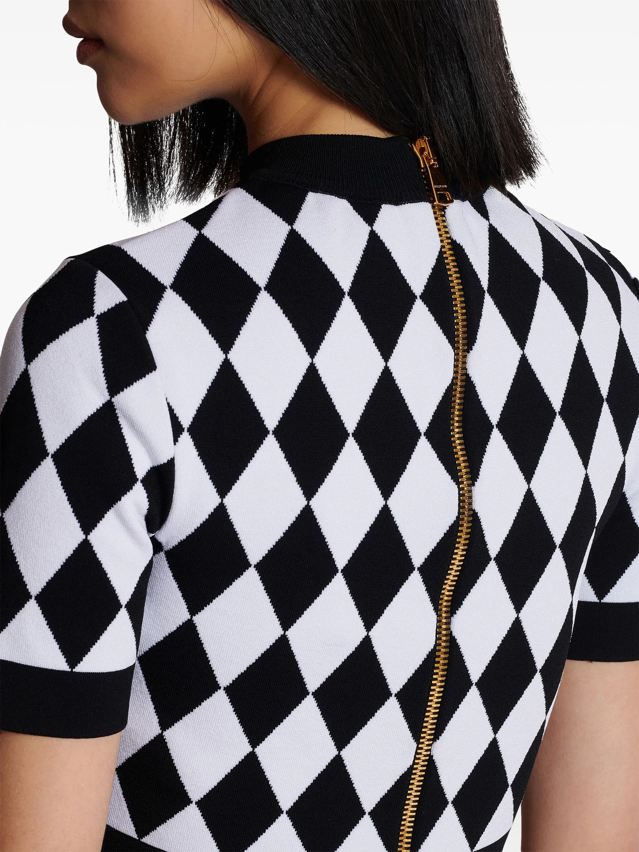 diamond-jacquard knitted top