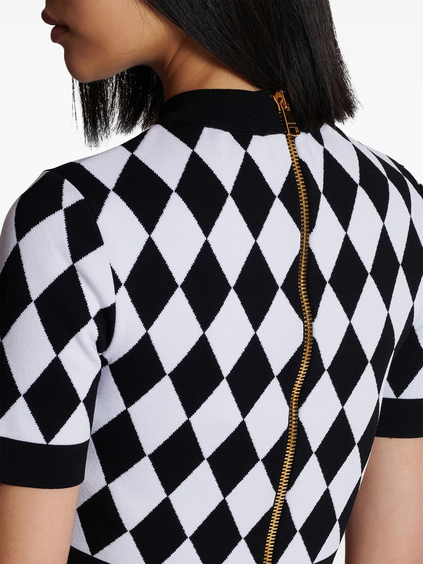 diamond-jacquard knitted top