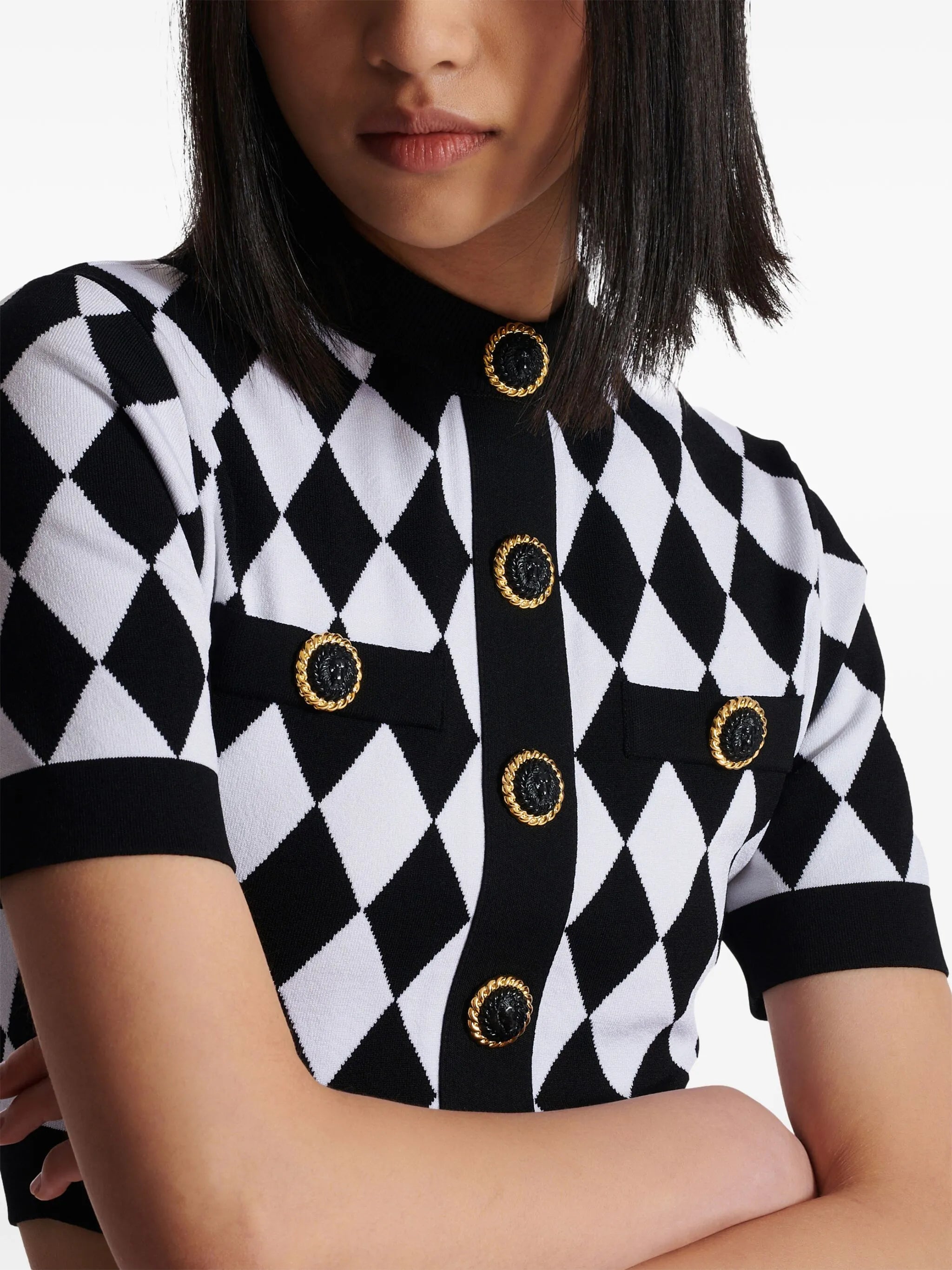 diamond-jacquard knitted top