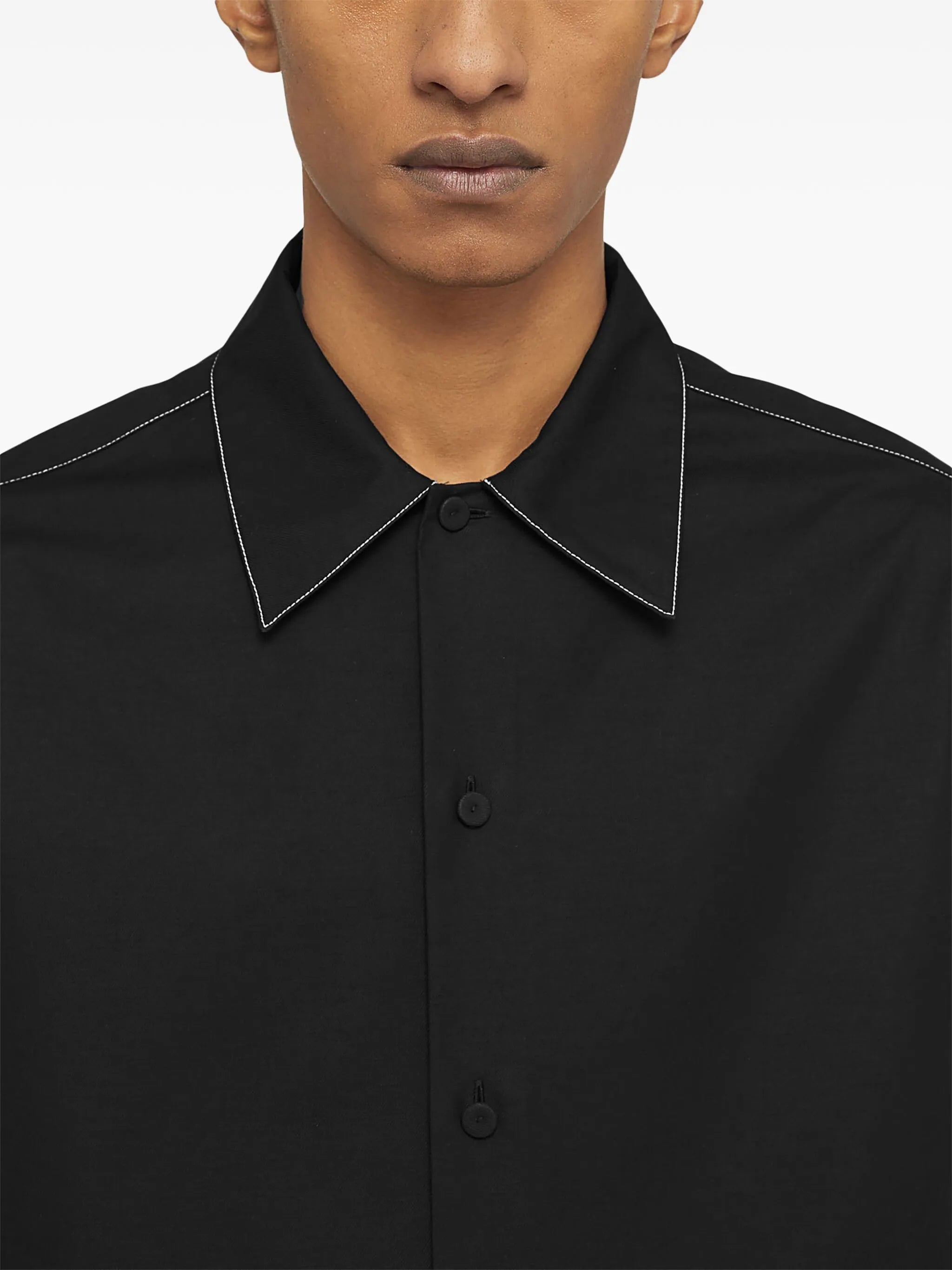 long-sleeve contrast-stitching shirt