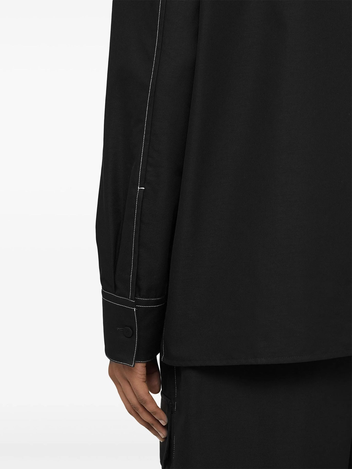 long-sleeve contrast-stitching shirt