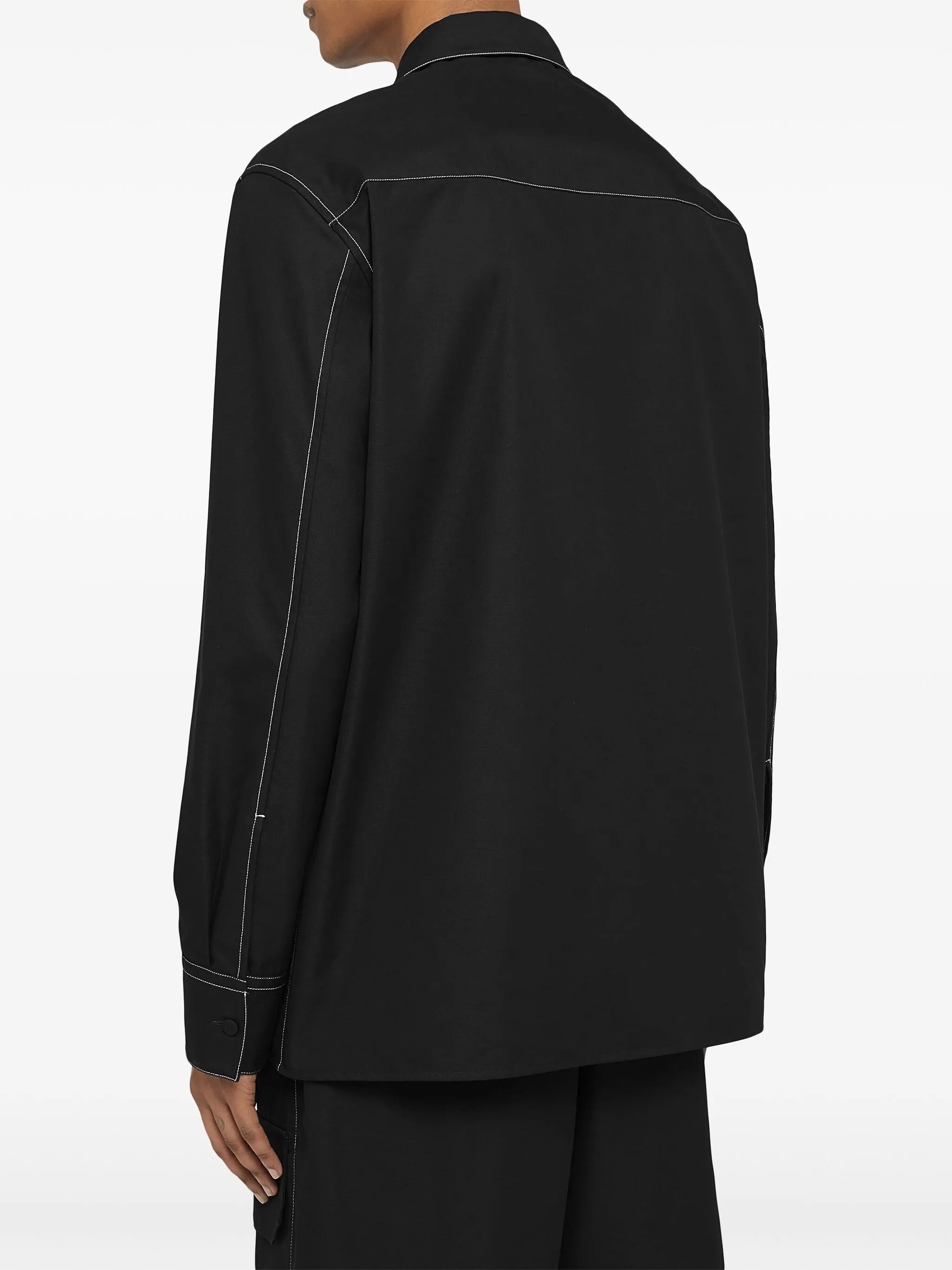 long-sleeve contrast-stitching shirt