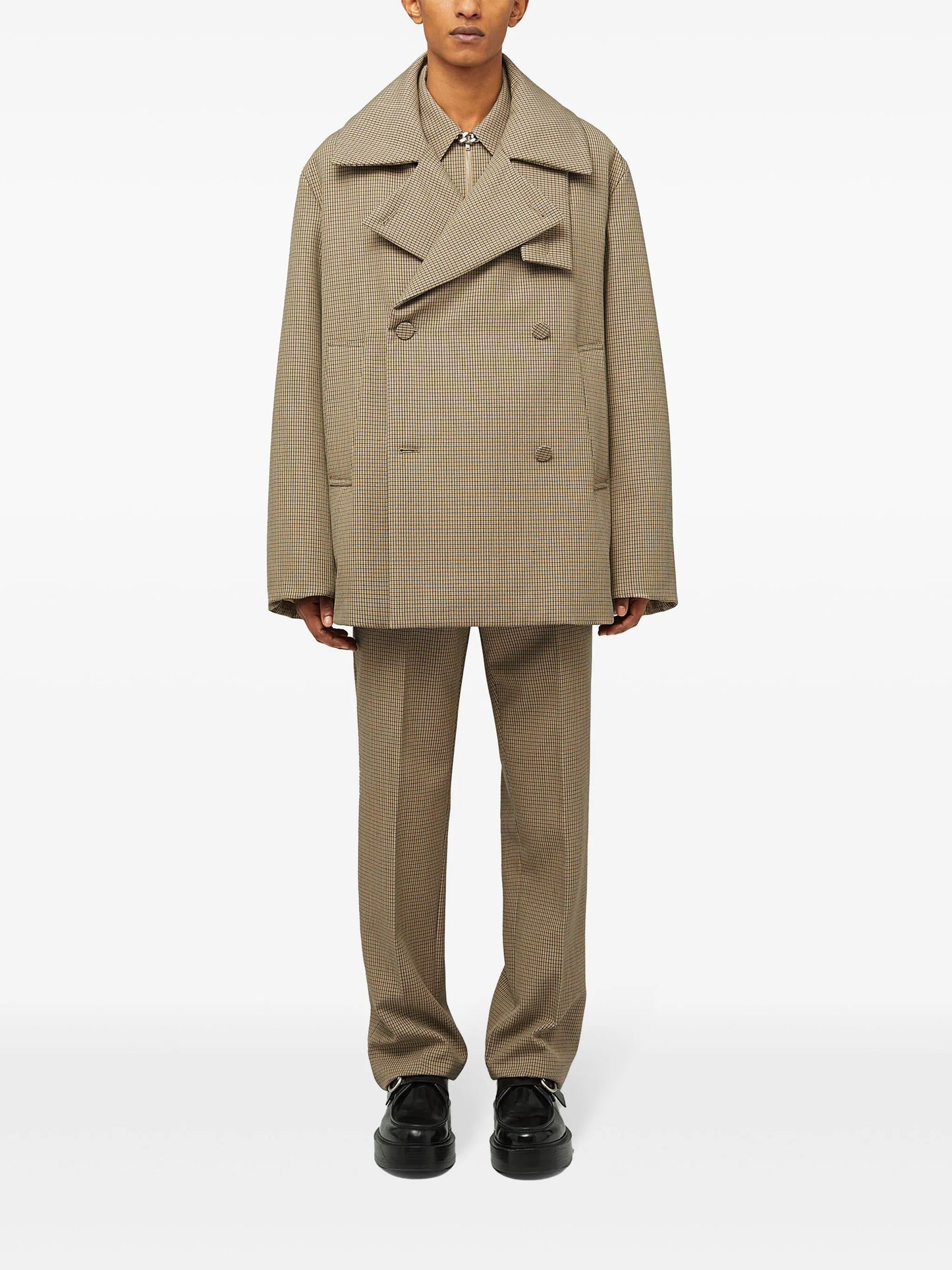 zip-up wool shirt
