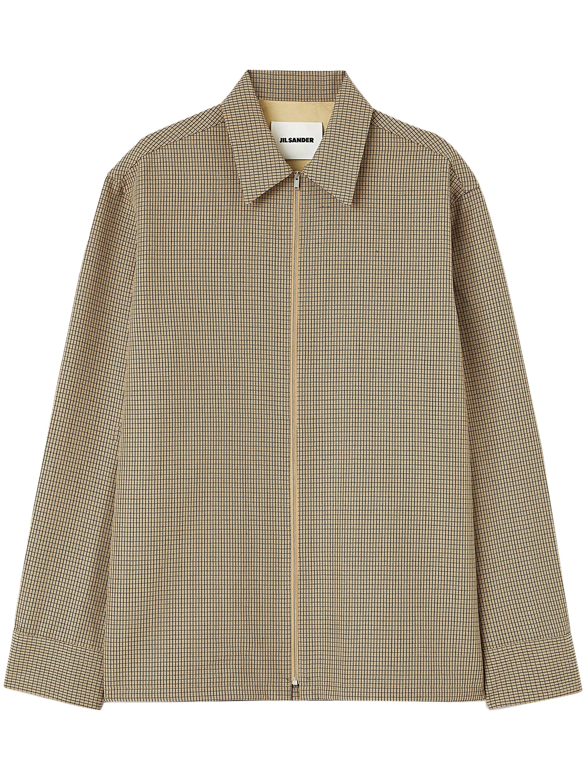 zip-up wool shirt