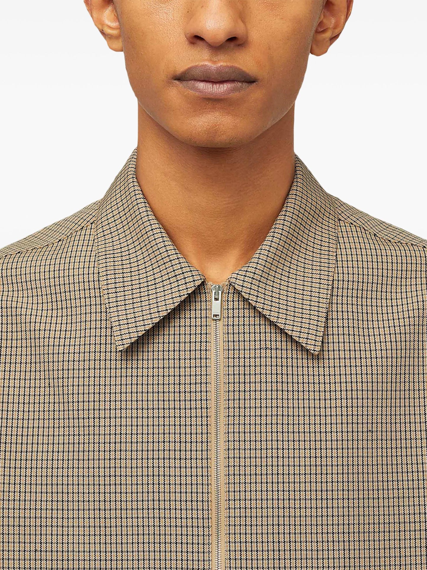 zip-up wool shirt