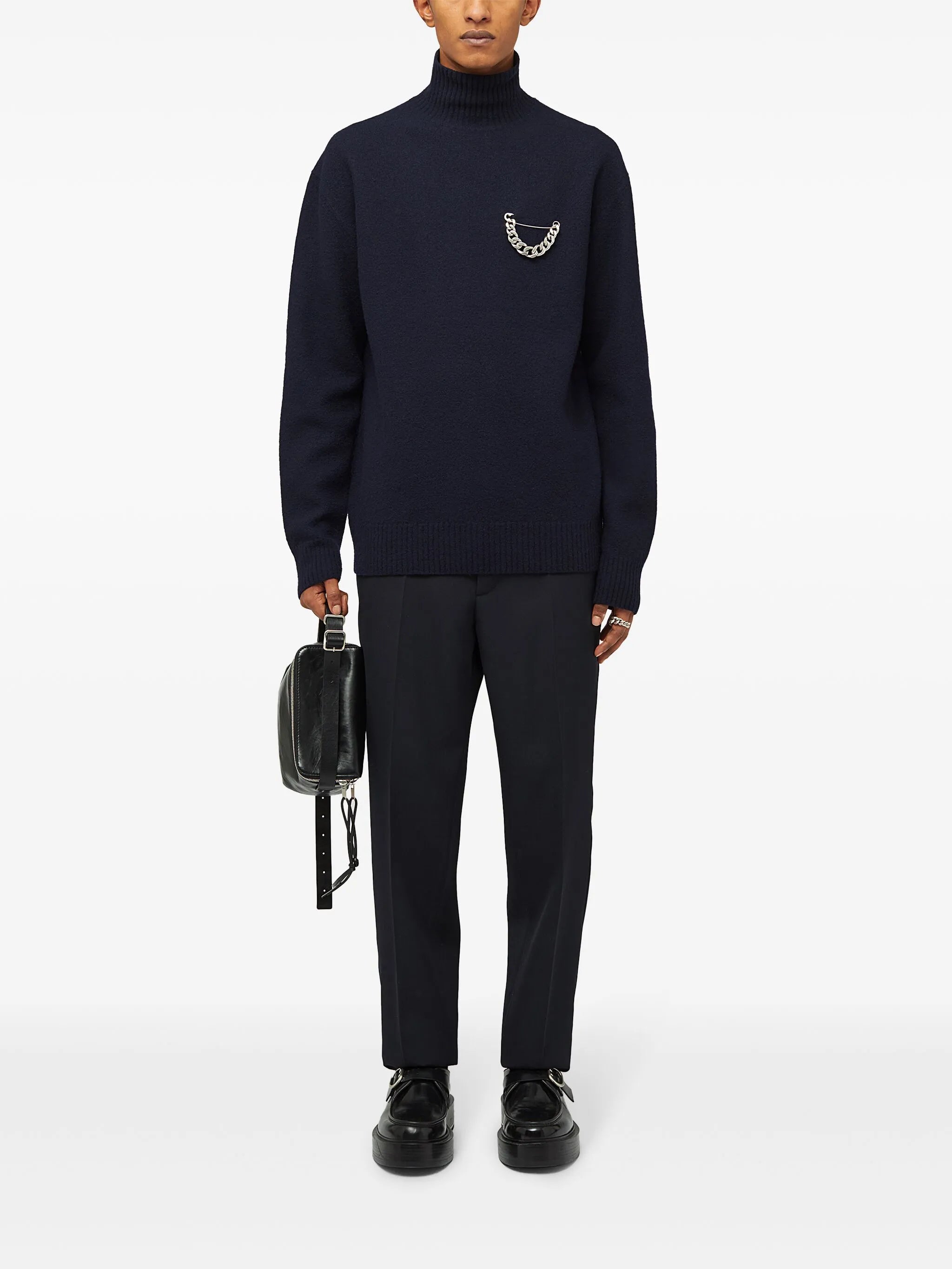 long-sleeved lightweight merino wool high-neck sweater