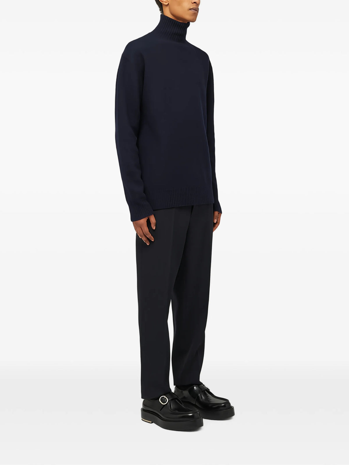 long-sleeved lightweight merino wool high-neck sweater