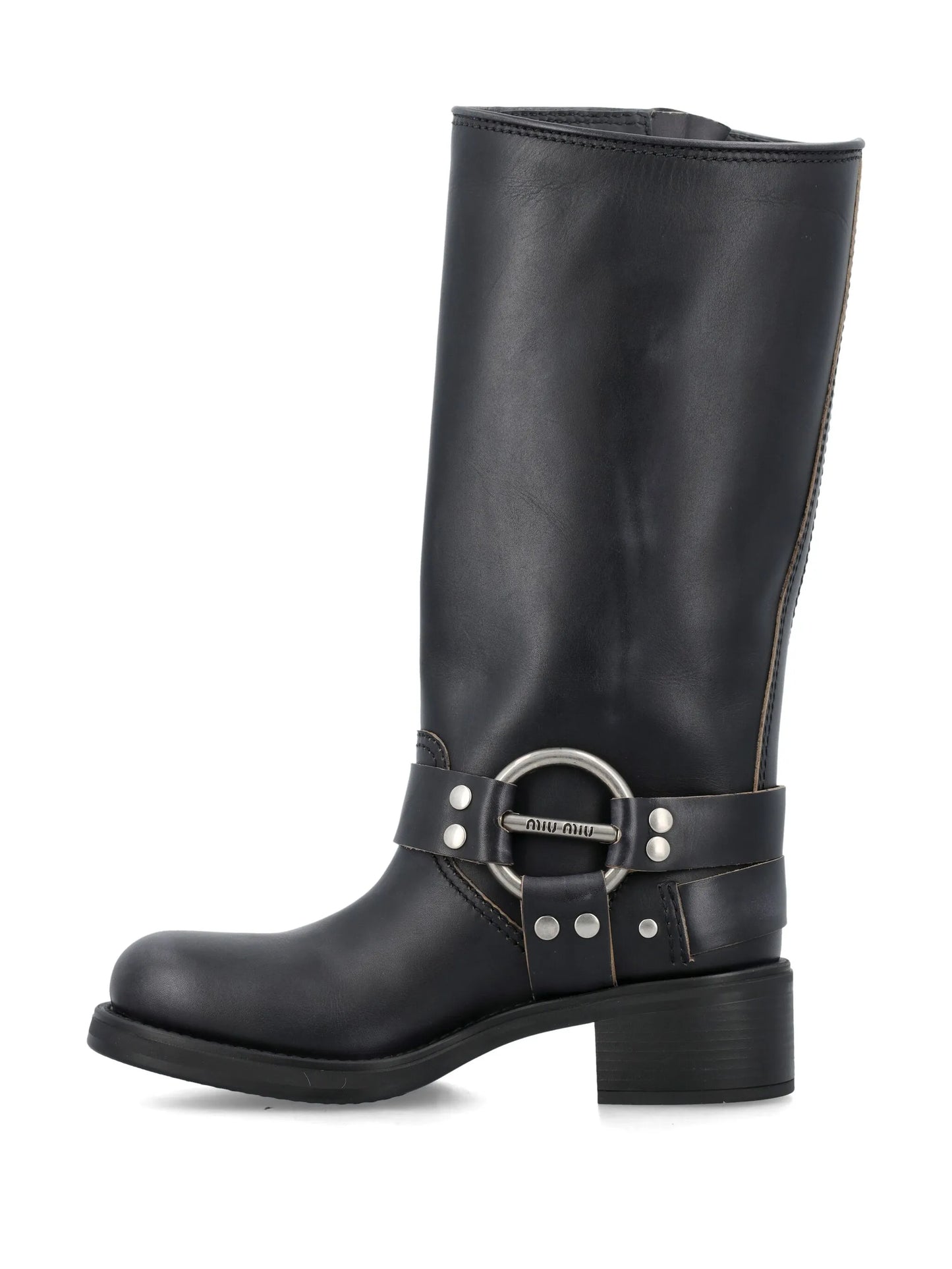 buckled knee-high leather boots