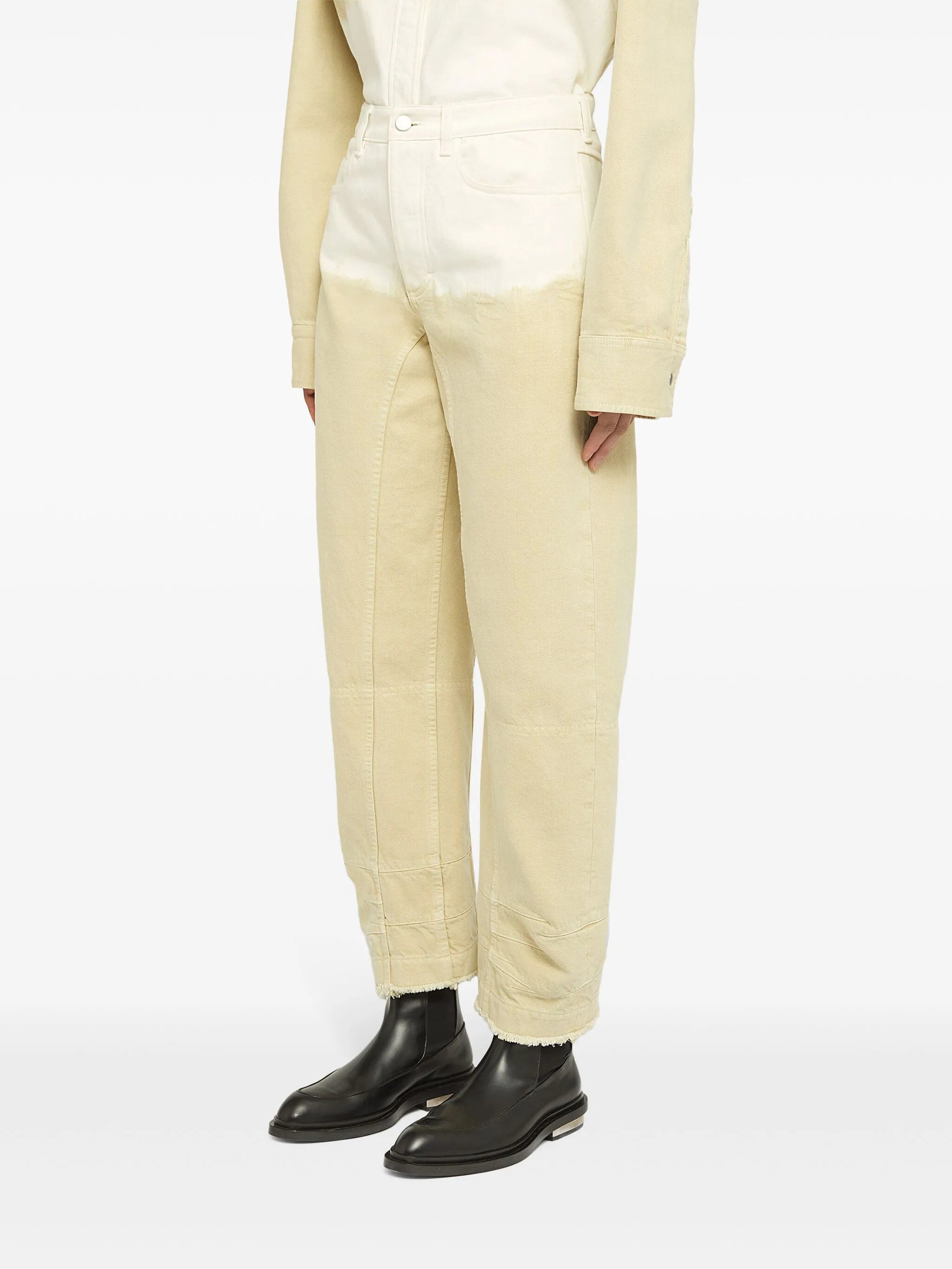 two-tone wide-leg jeans