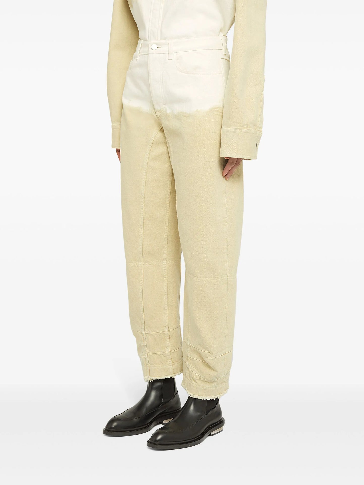 two-tone wide-leg jeans