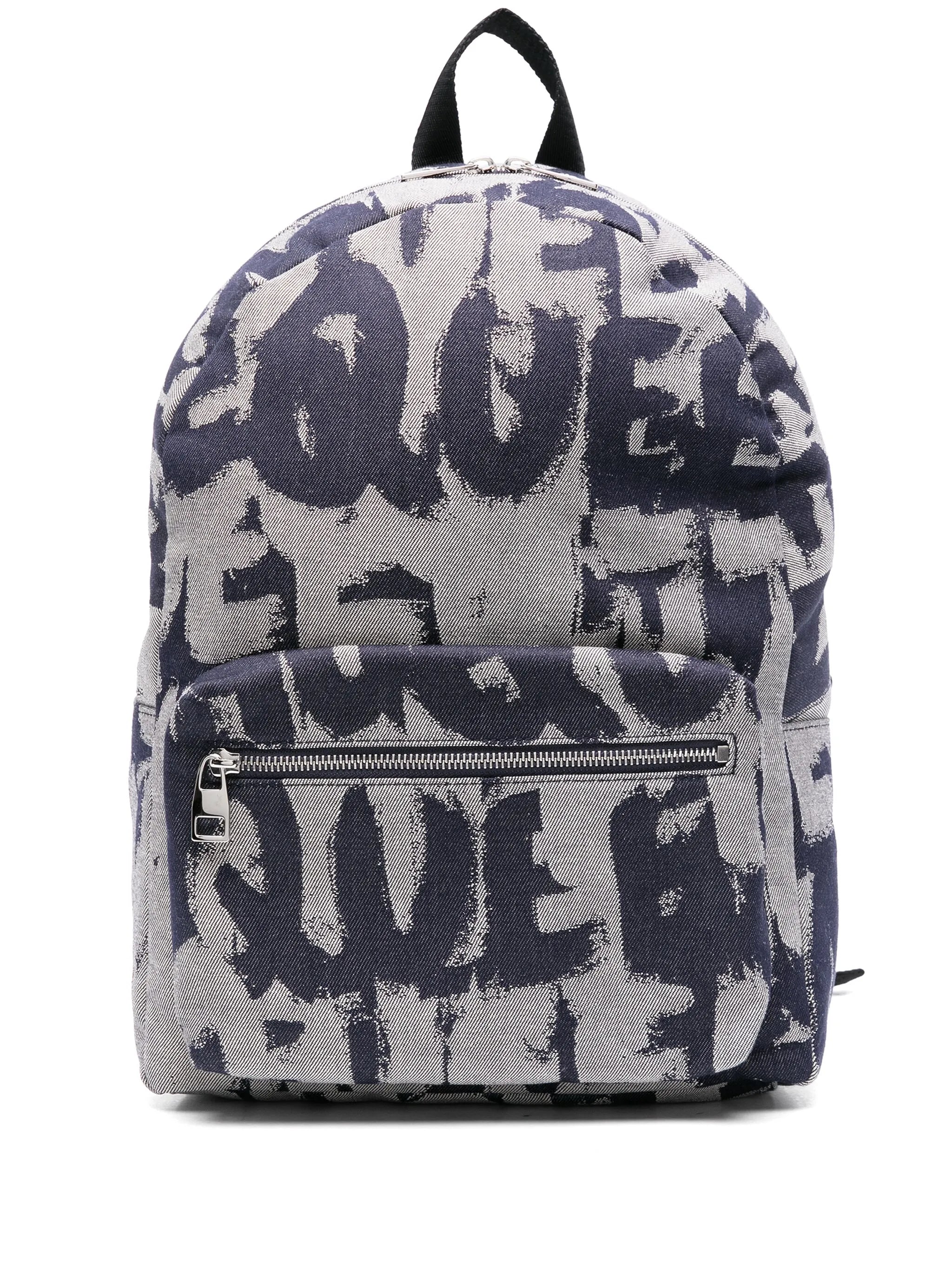 logo-print denim backpack