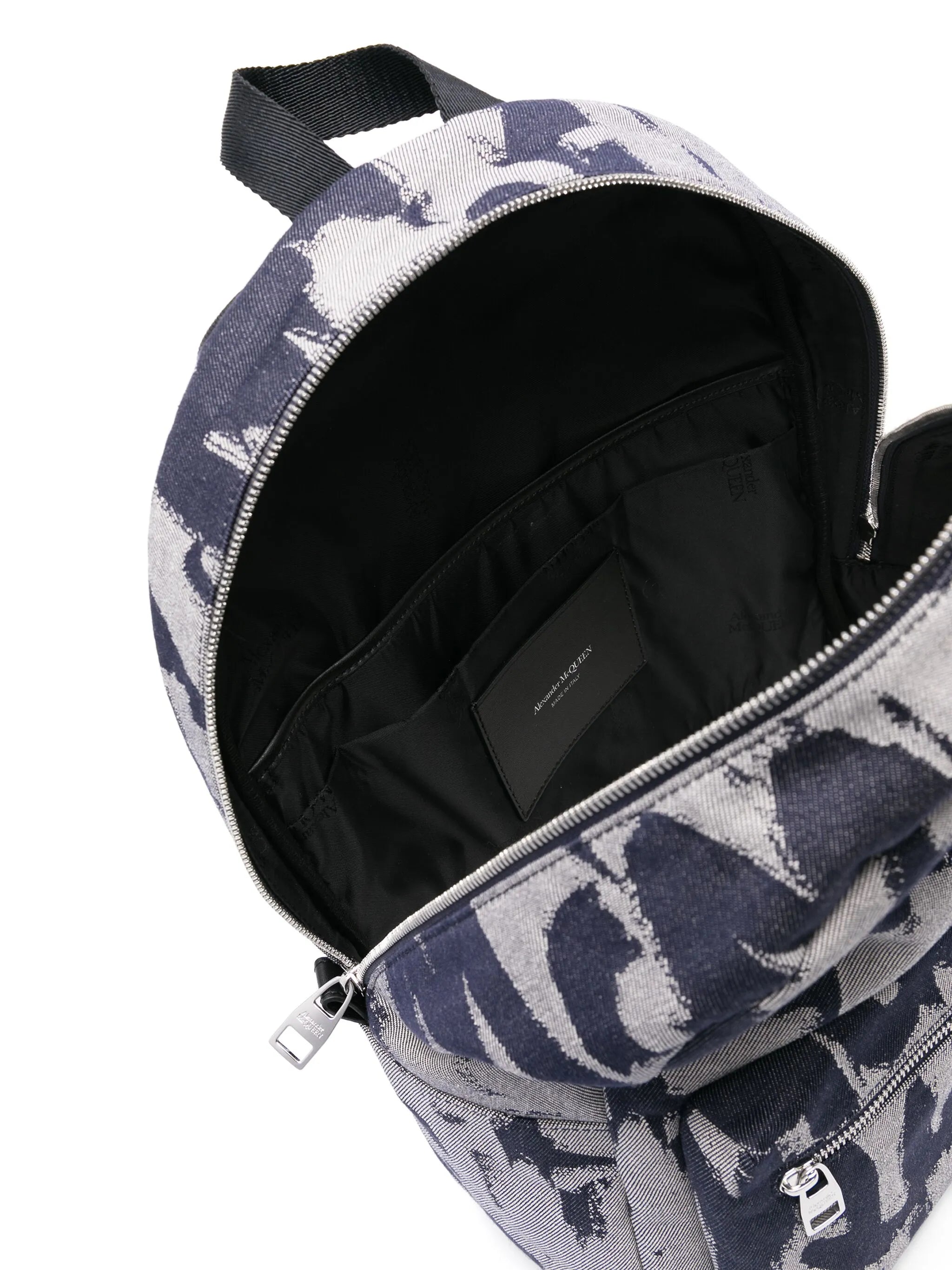 logo-print denim backpack
