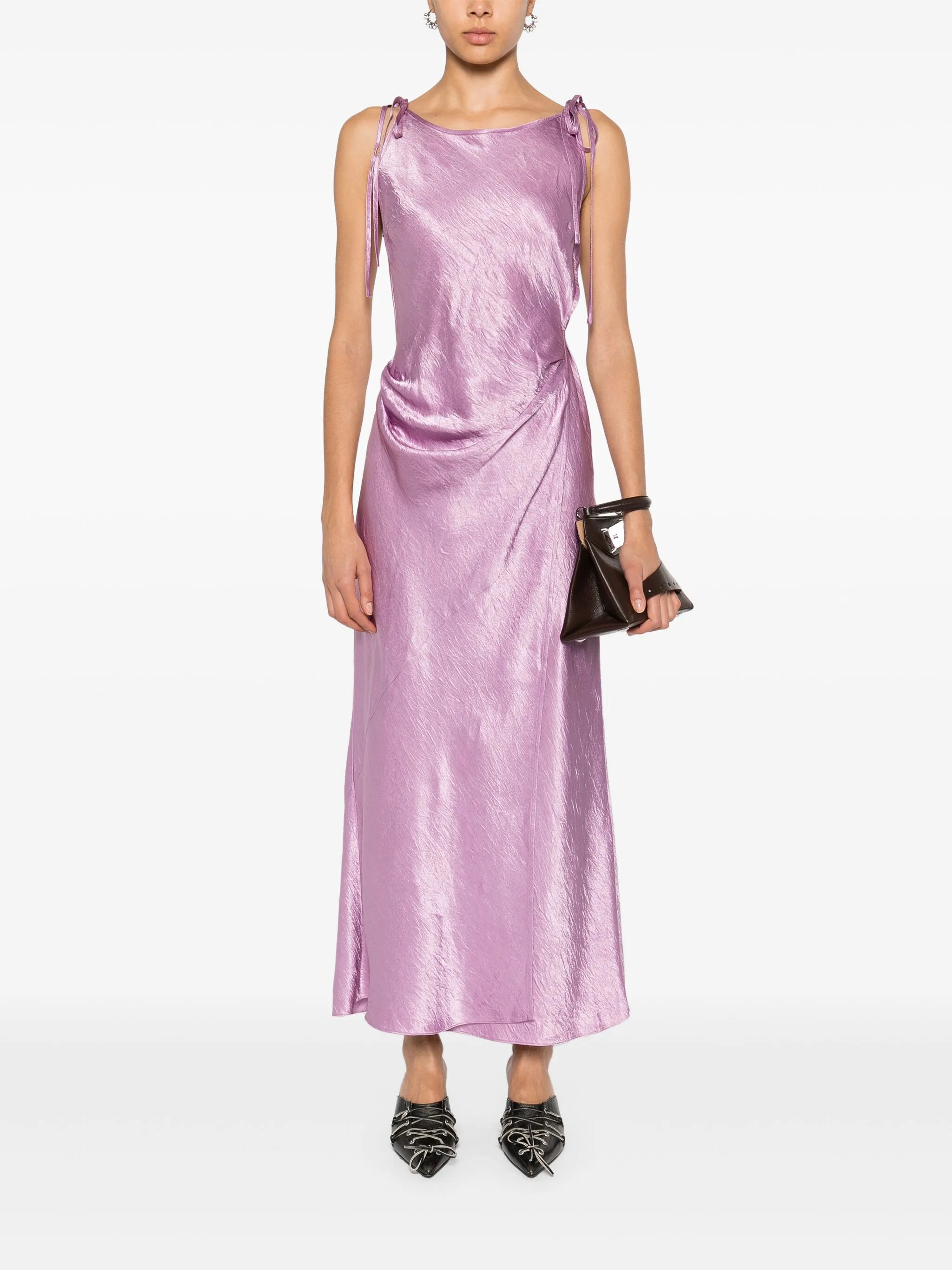 crinkled satin dress