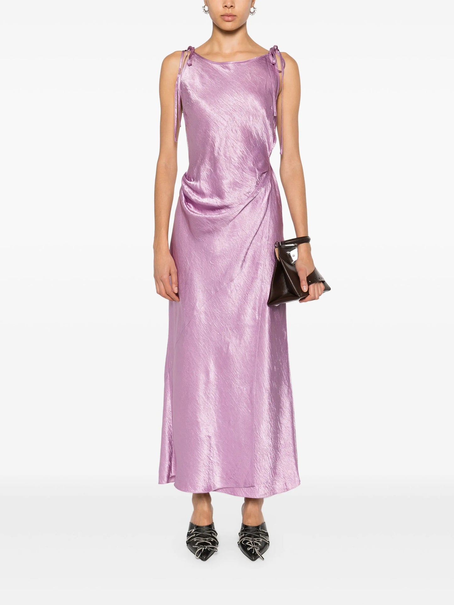 crinkled satin dress