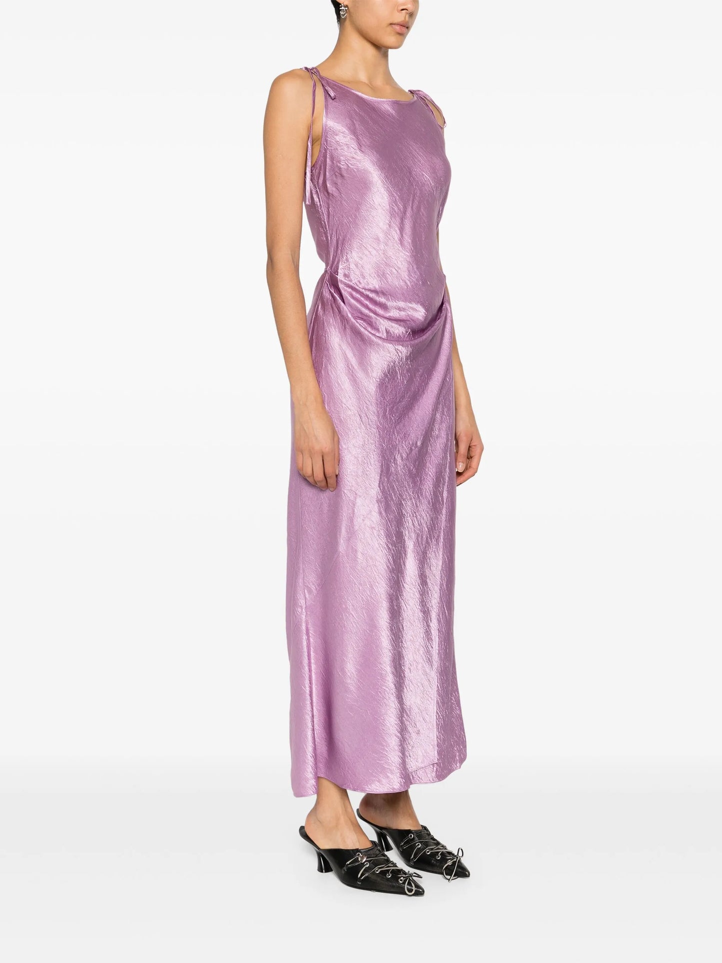 crinkled satin dress