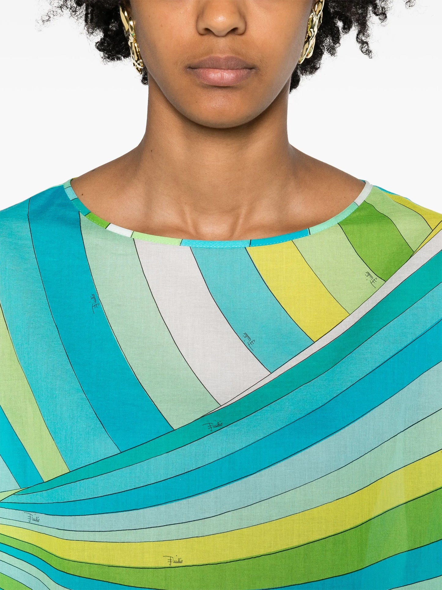 Iride-print cotton minidress