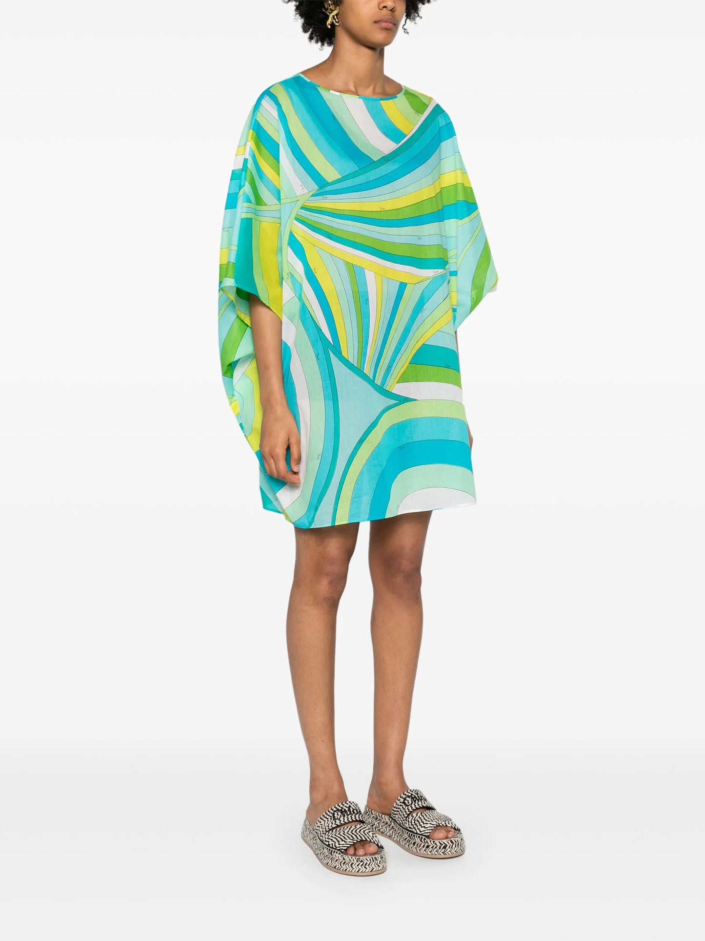 Iride-print cotton minidress