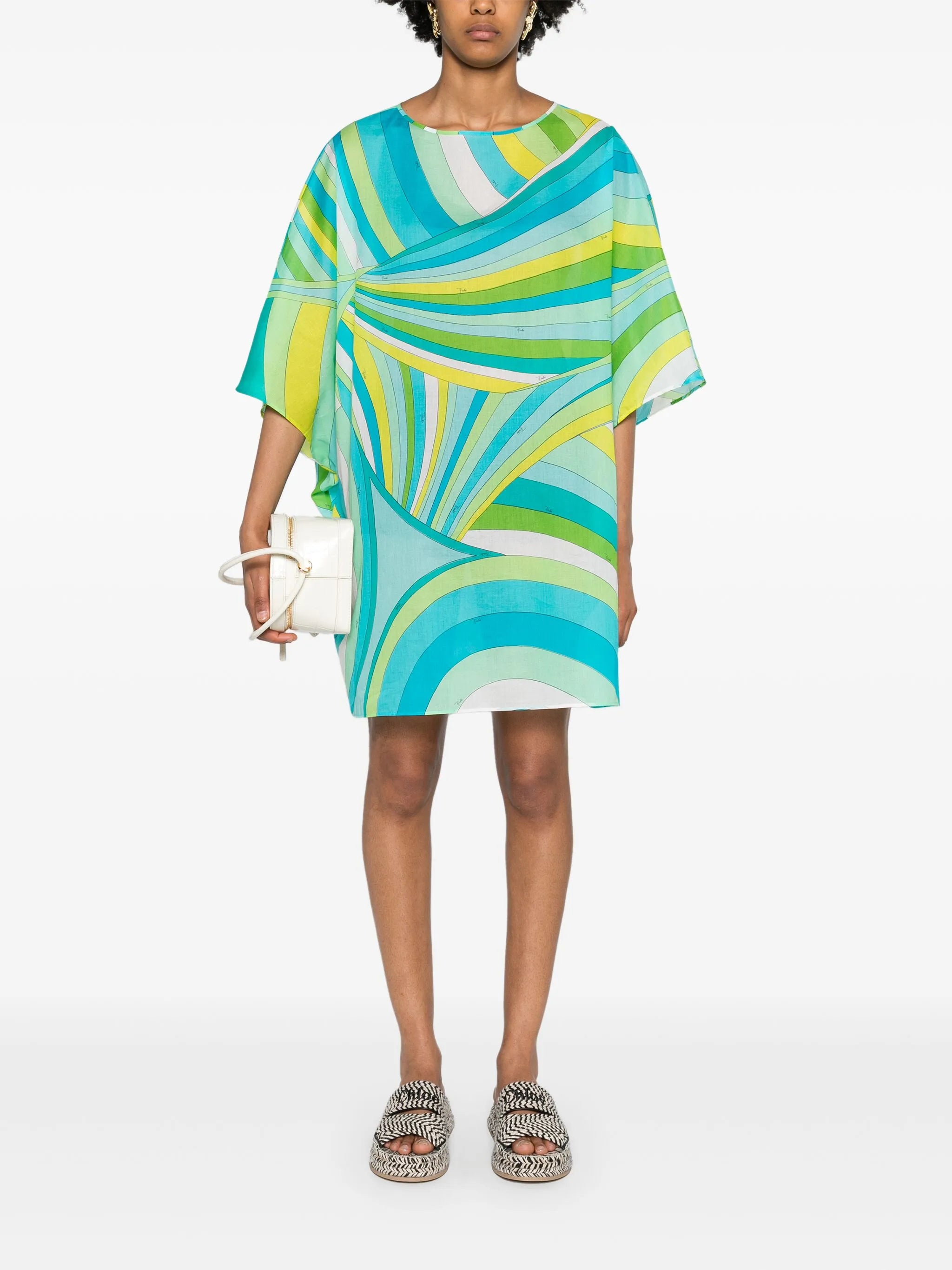Iride-print cotton minidress