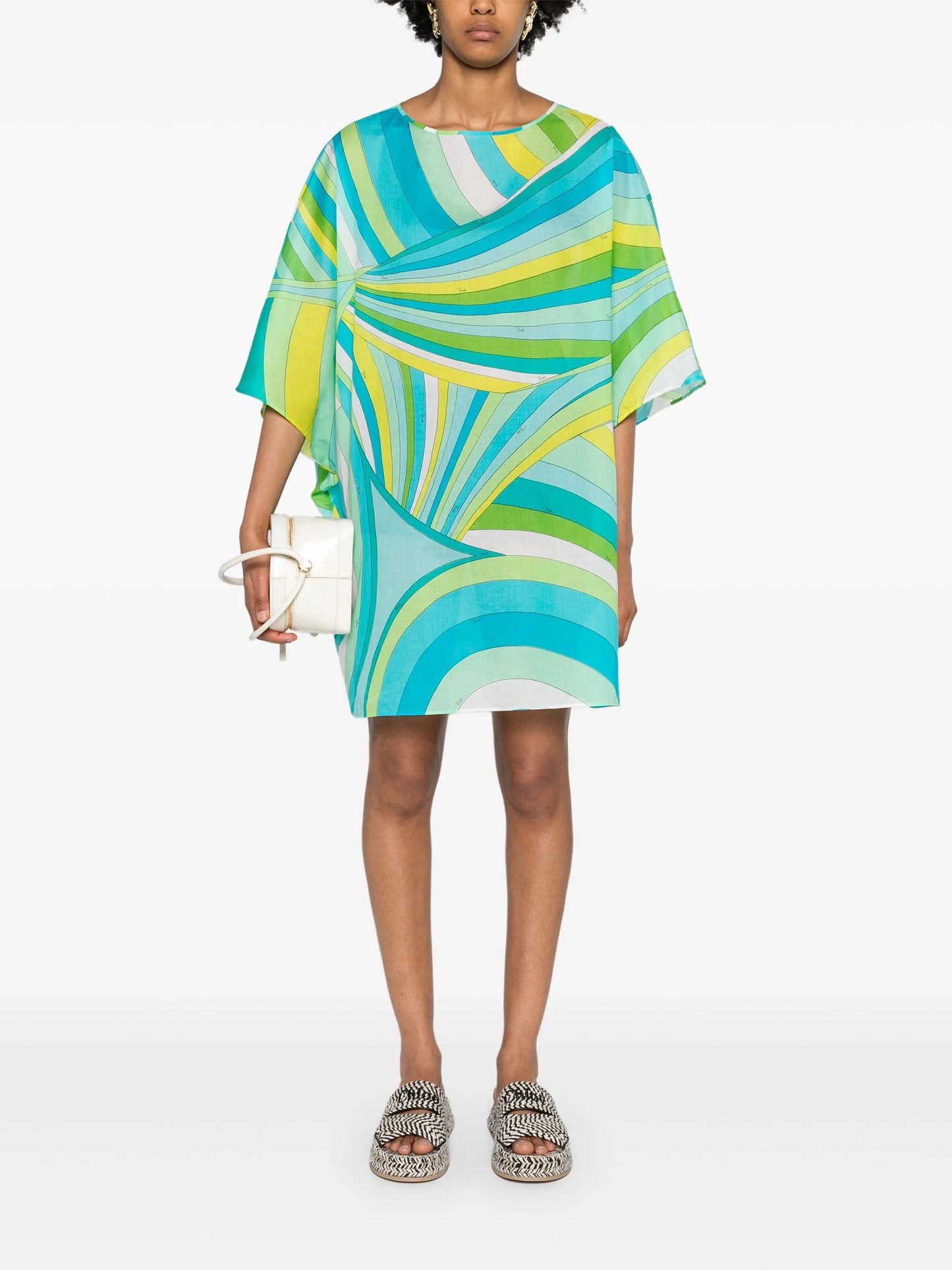 Iride-print cotton minidress