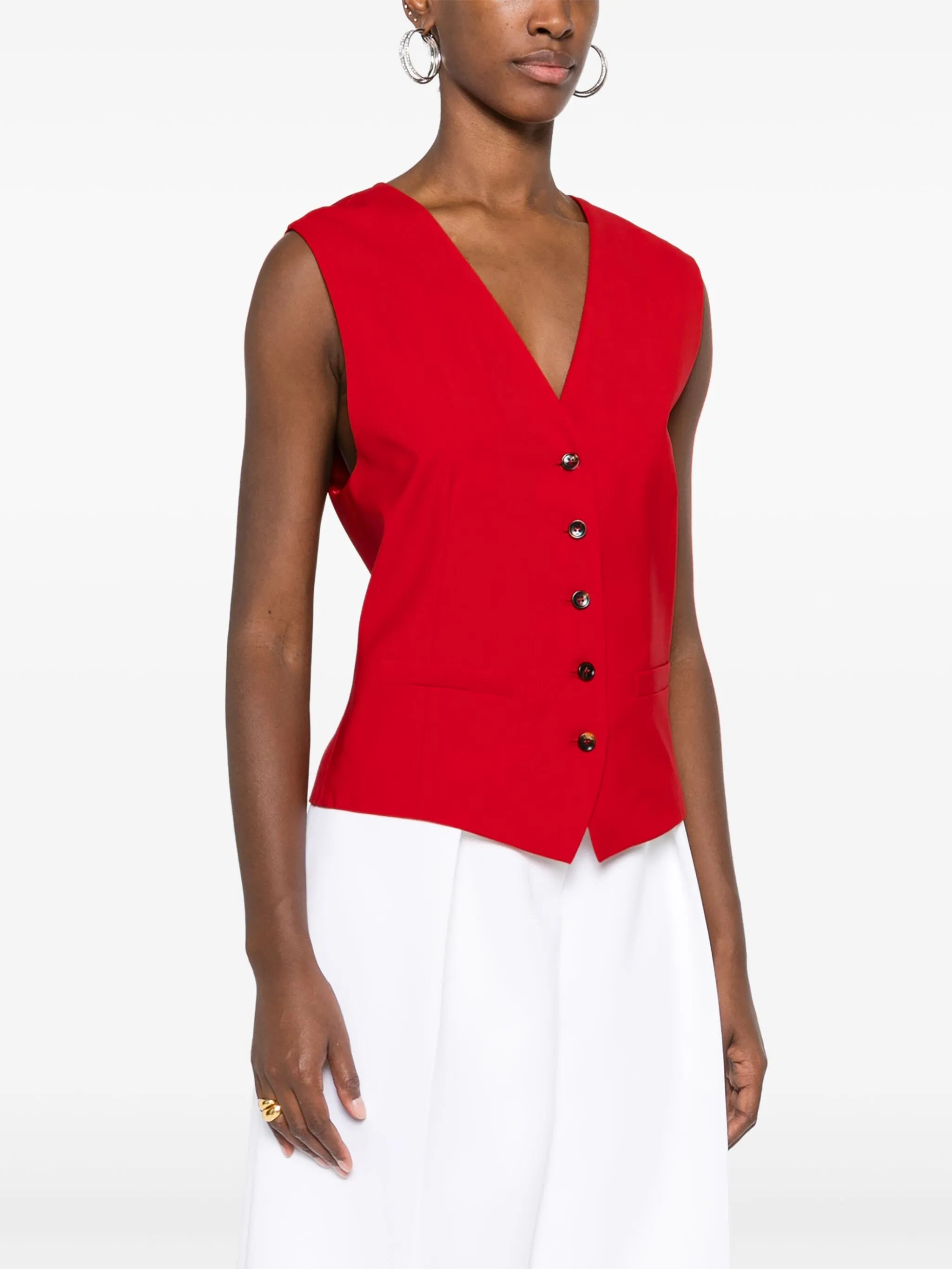 single-breasted virgin wool waistcoat