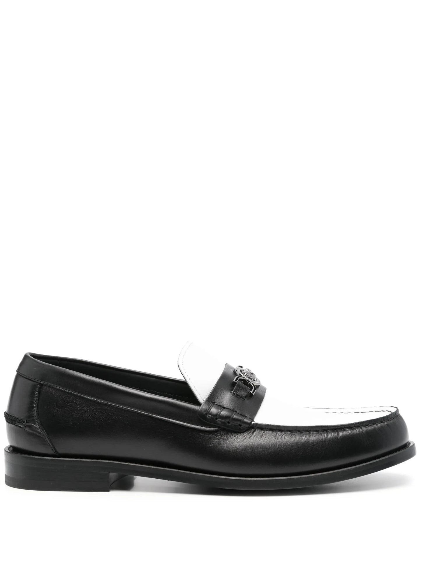 Medusa-plaque colourblock loafers