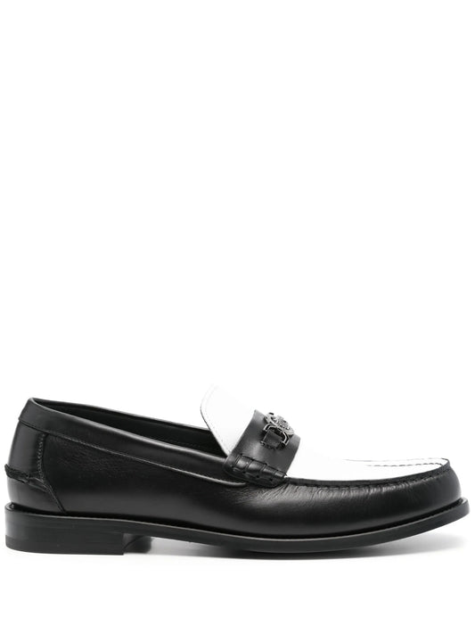 Medusa-plaque colourblock loafers