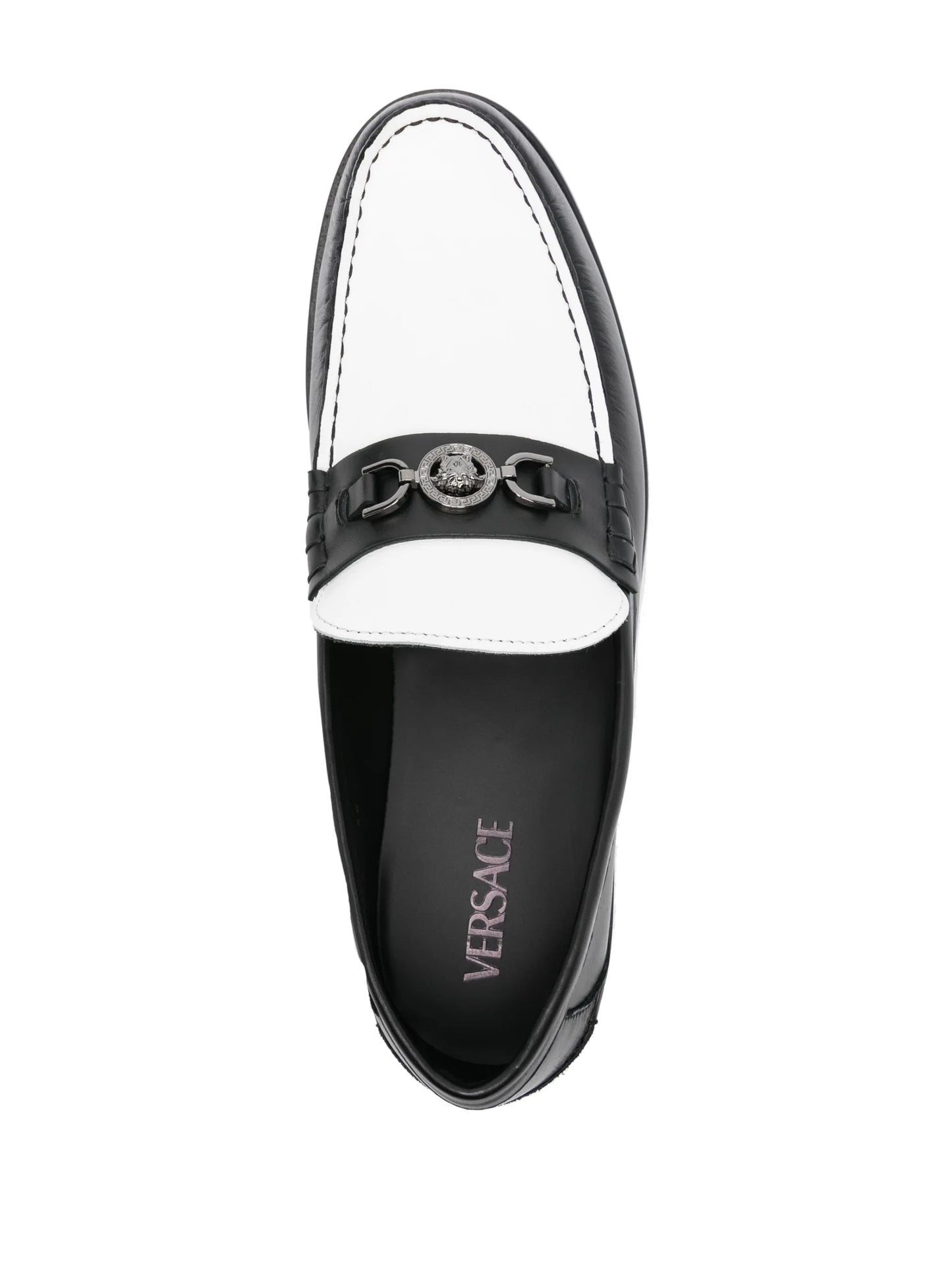 Medusa-plaque colourblock loafers