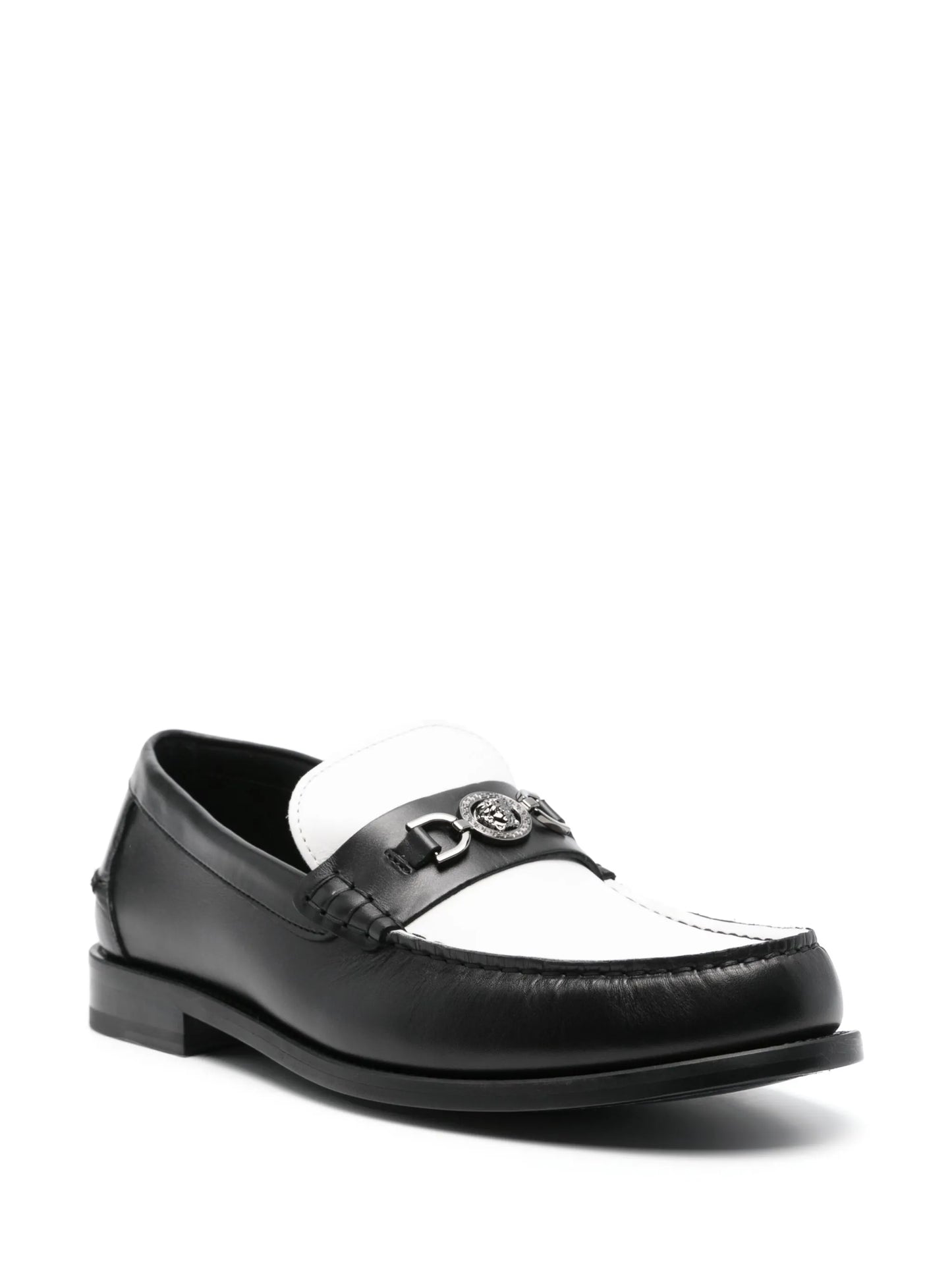 Medusa-plaque colourblock loafers