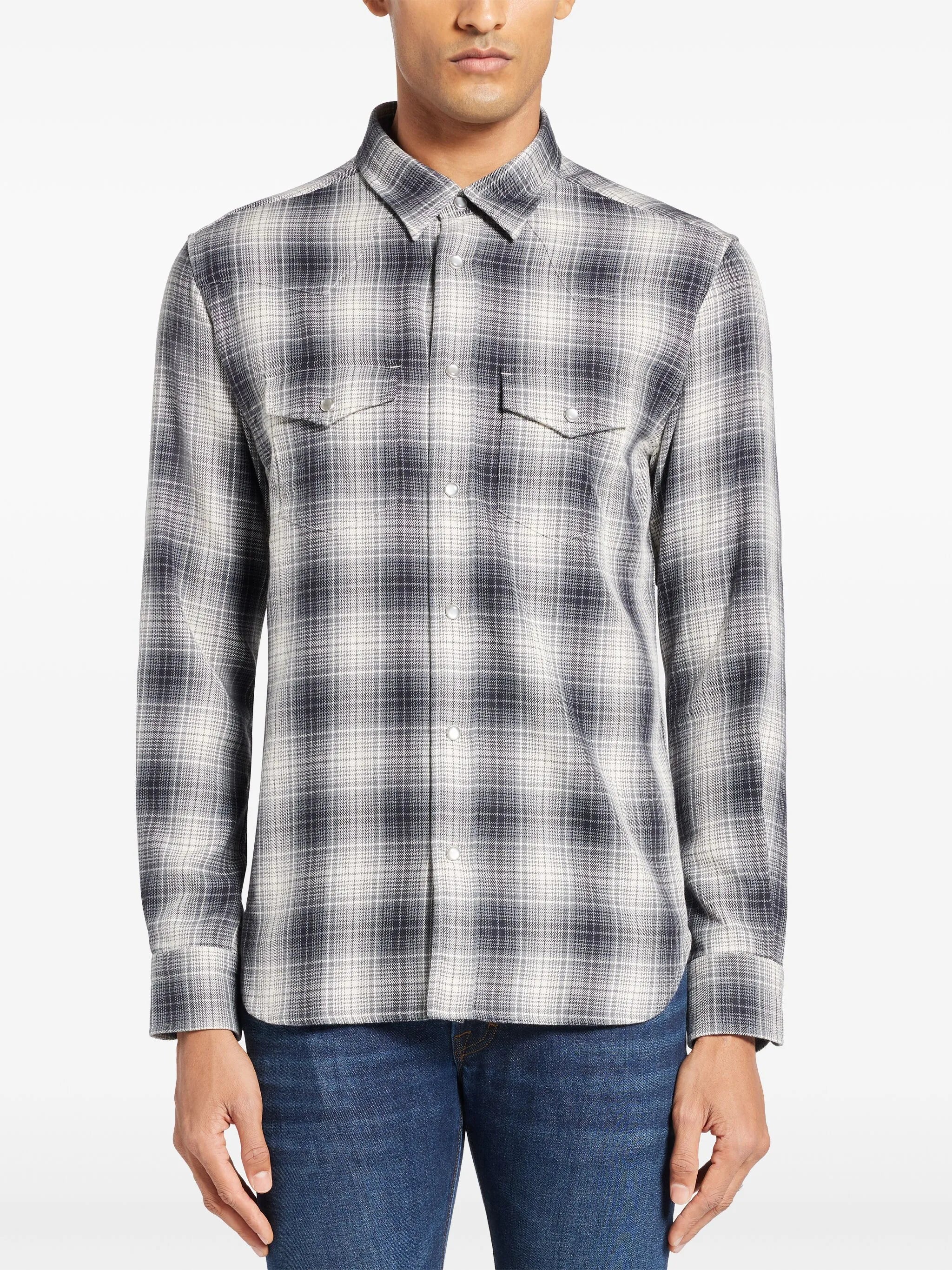 check-print cotton shirt