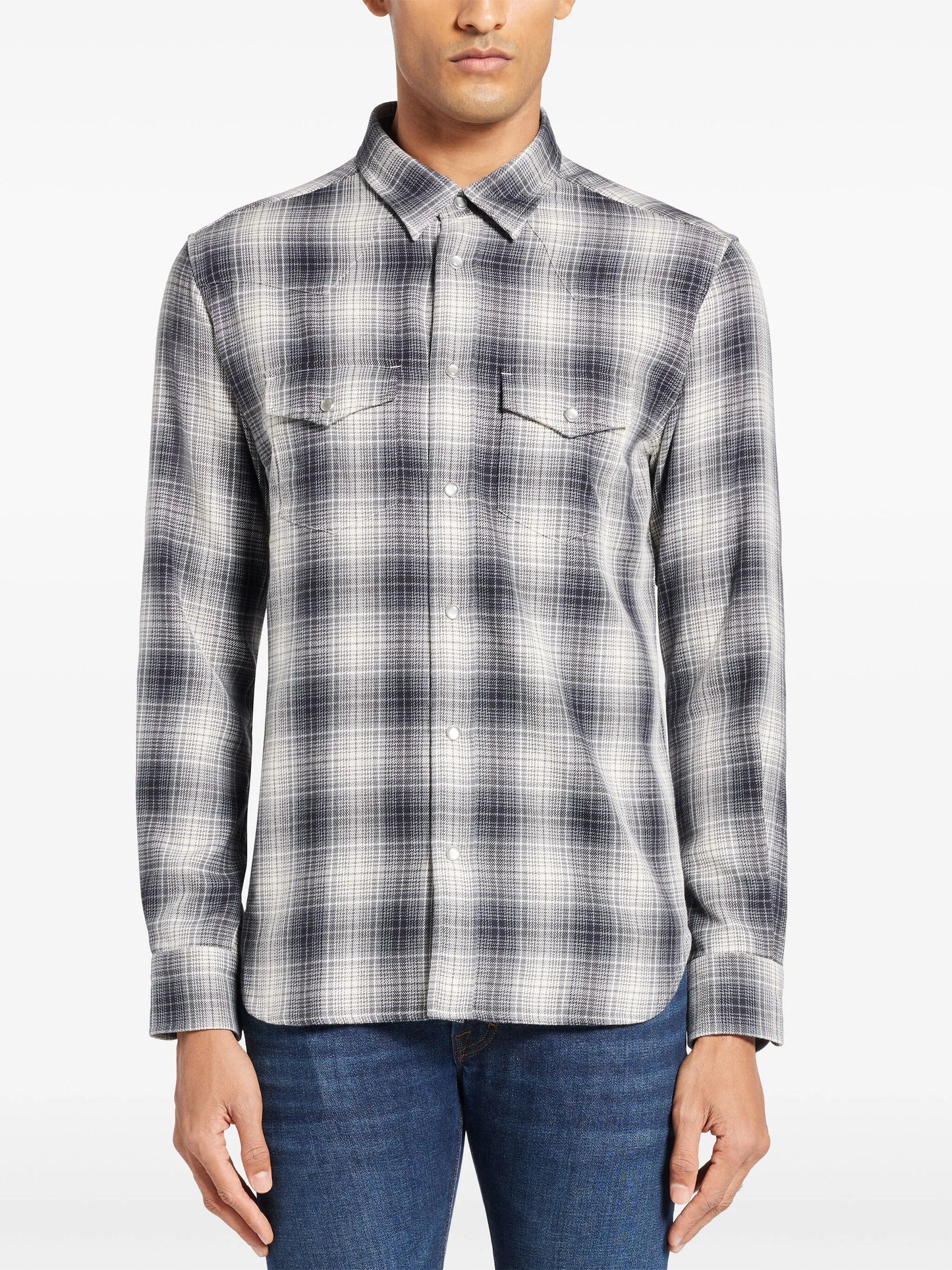 check-print cotton shirt