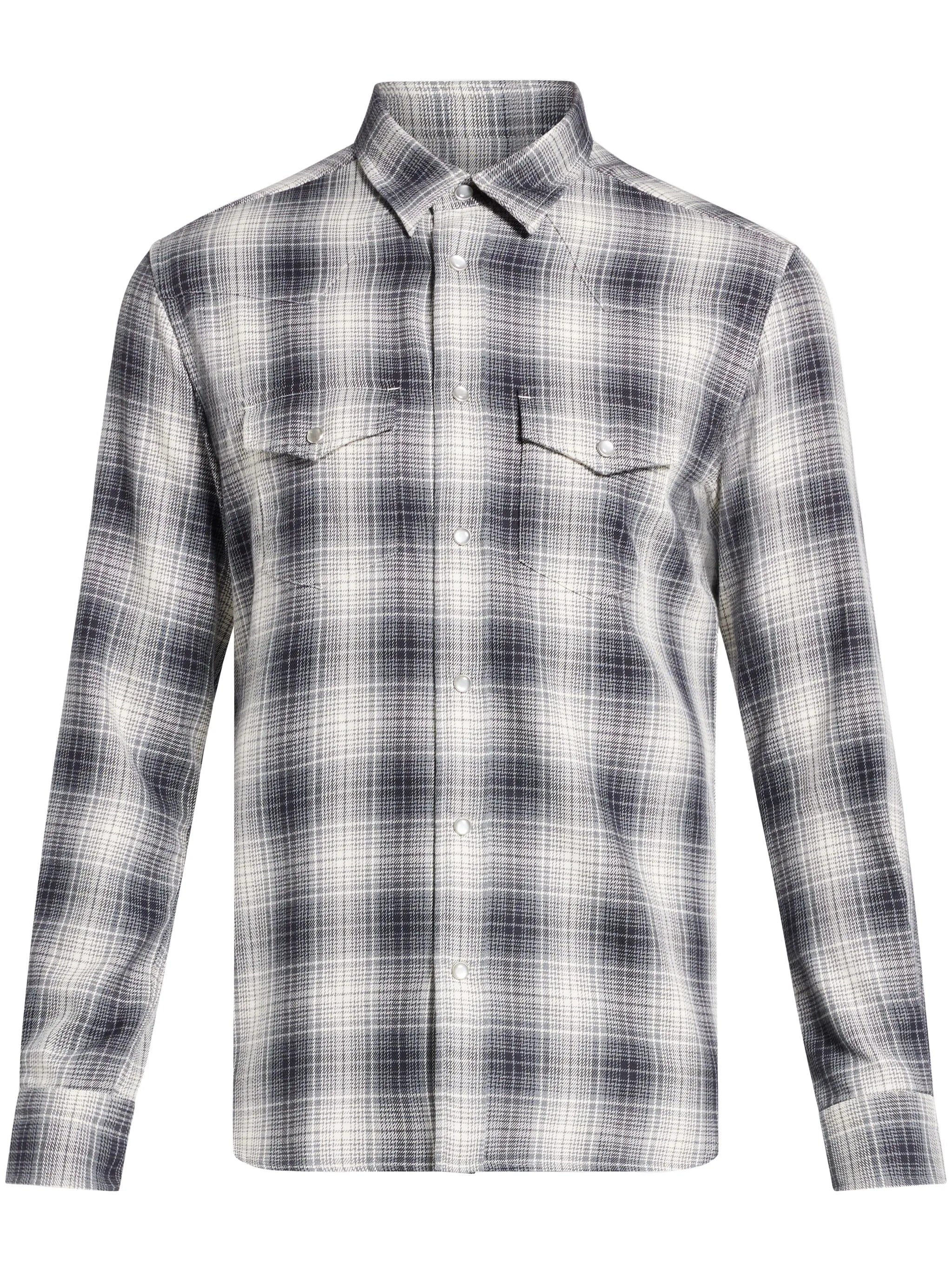 check-print cotton shirt