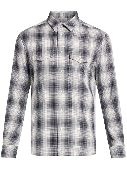 check-print cotton shirt