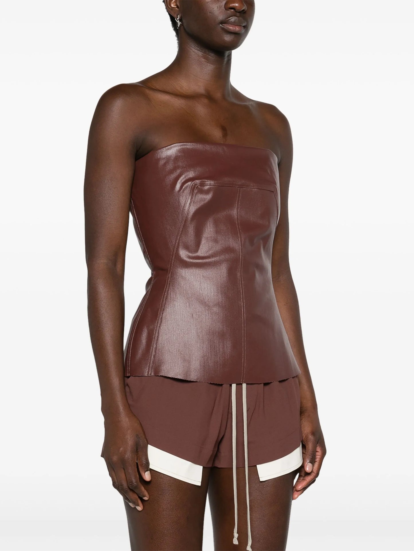 coated-denim bustier top
