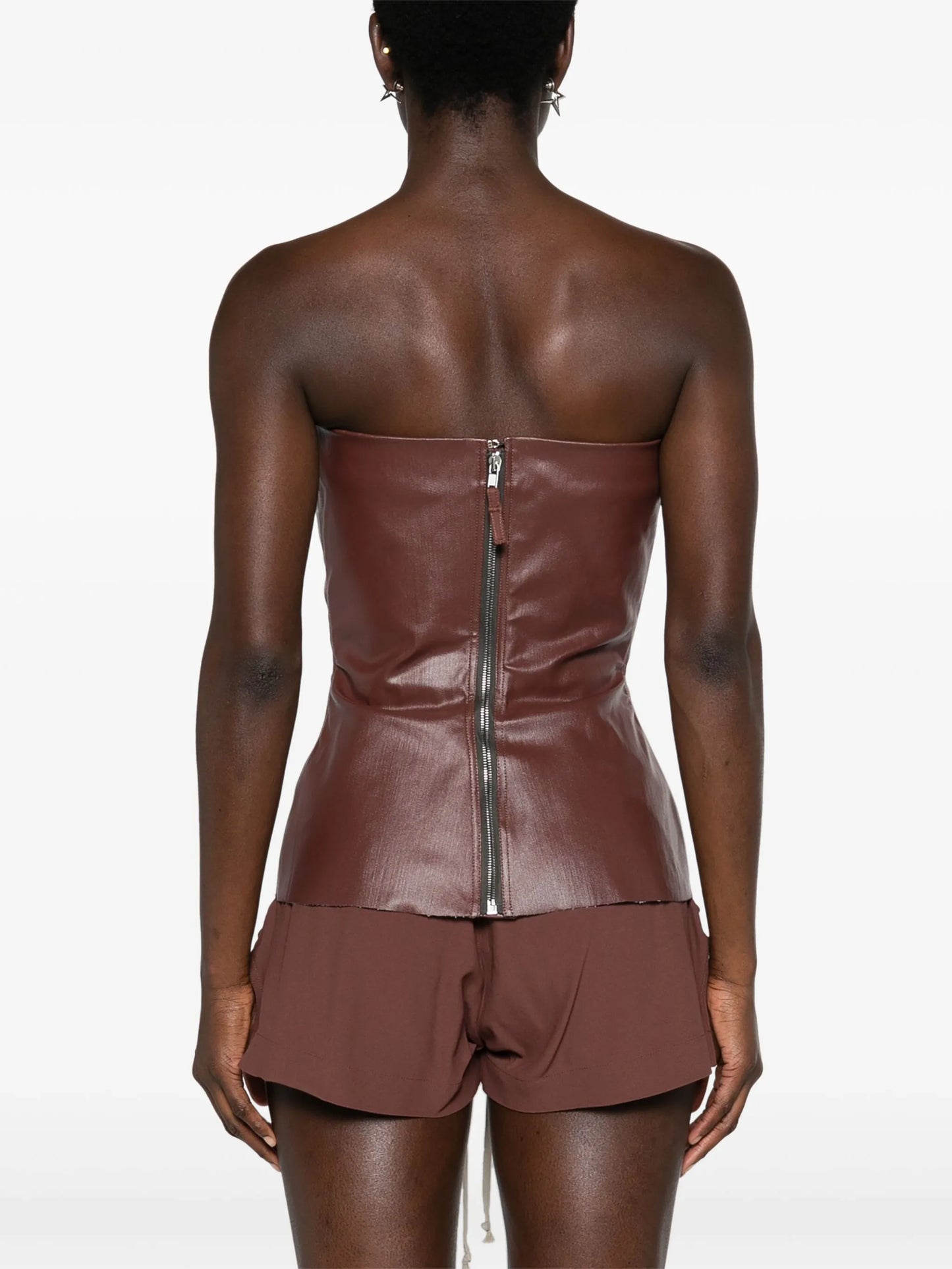 coated-denim bustier top