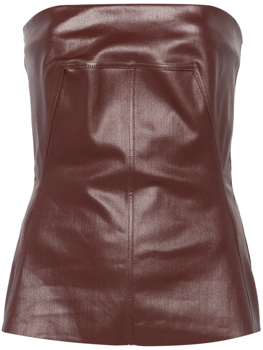 coated-denim bustier top
