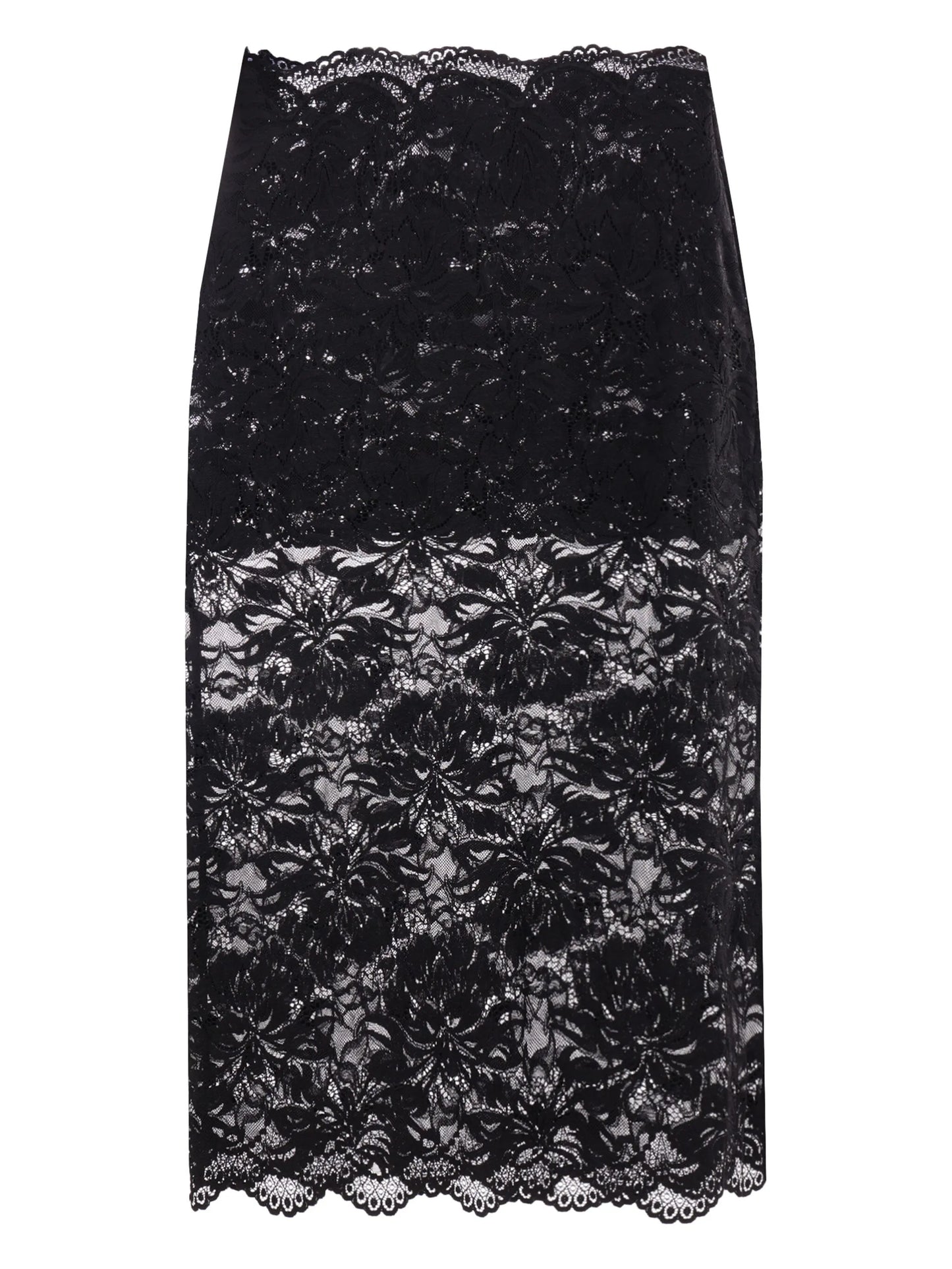 floral-lace sheer skirt