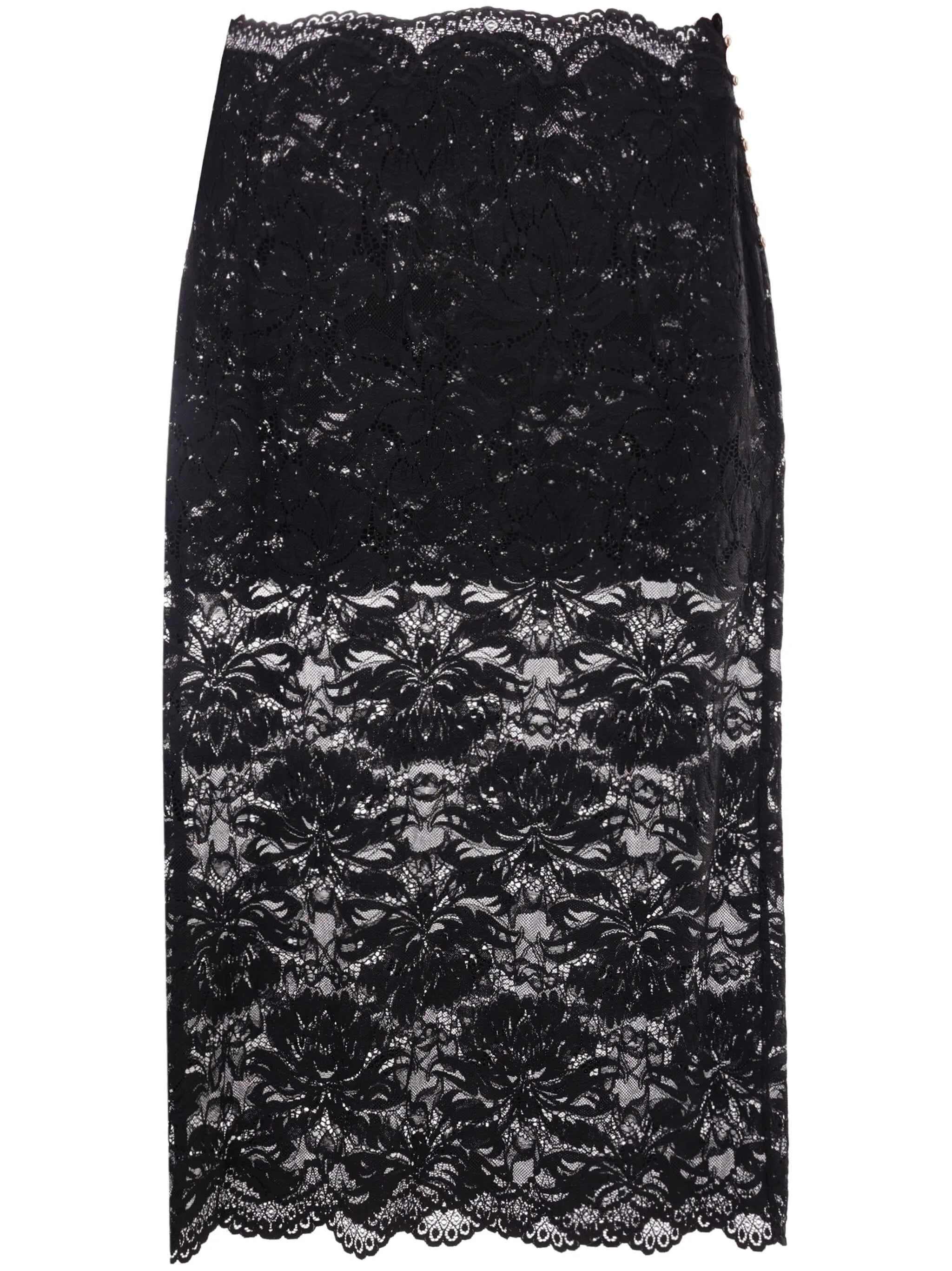 floral-lace sheer skirt