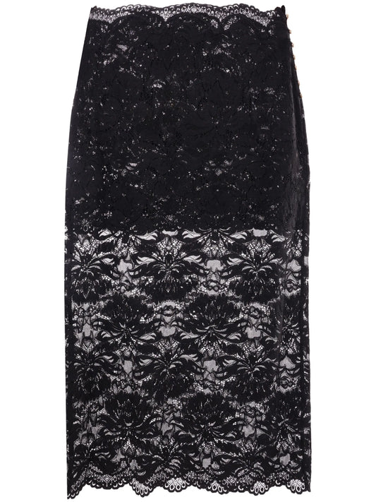 floral-lace sheer skirt