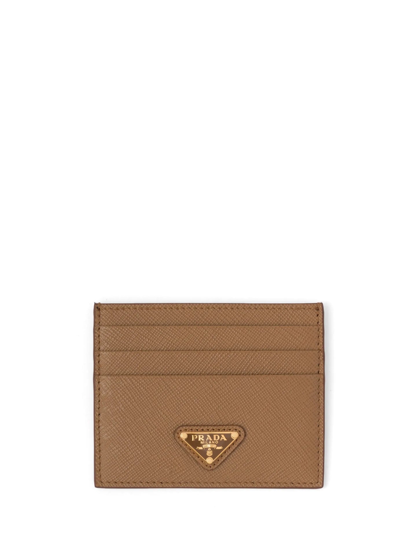 logo-plaque Saffiano leather cardholder