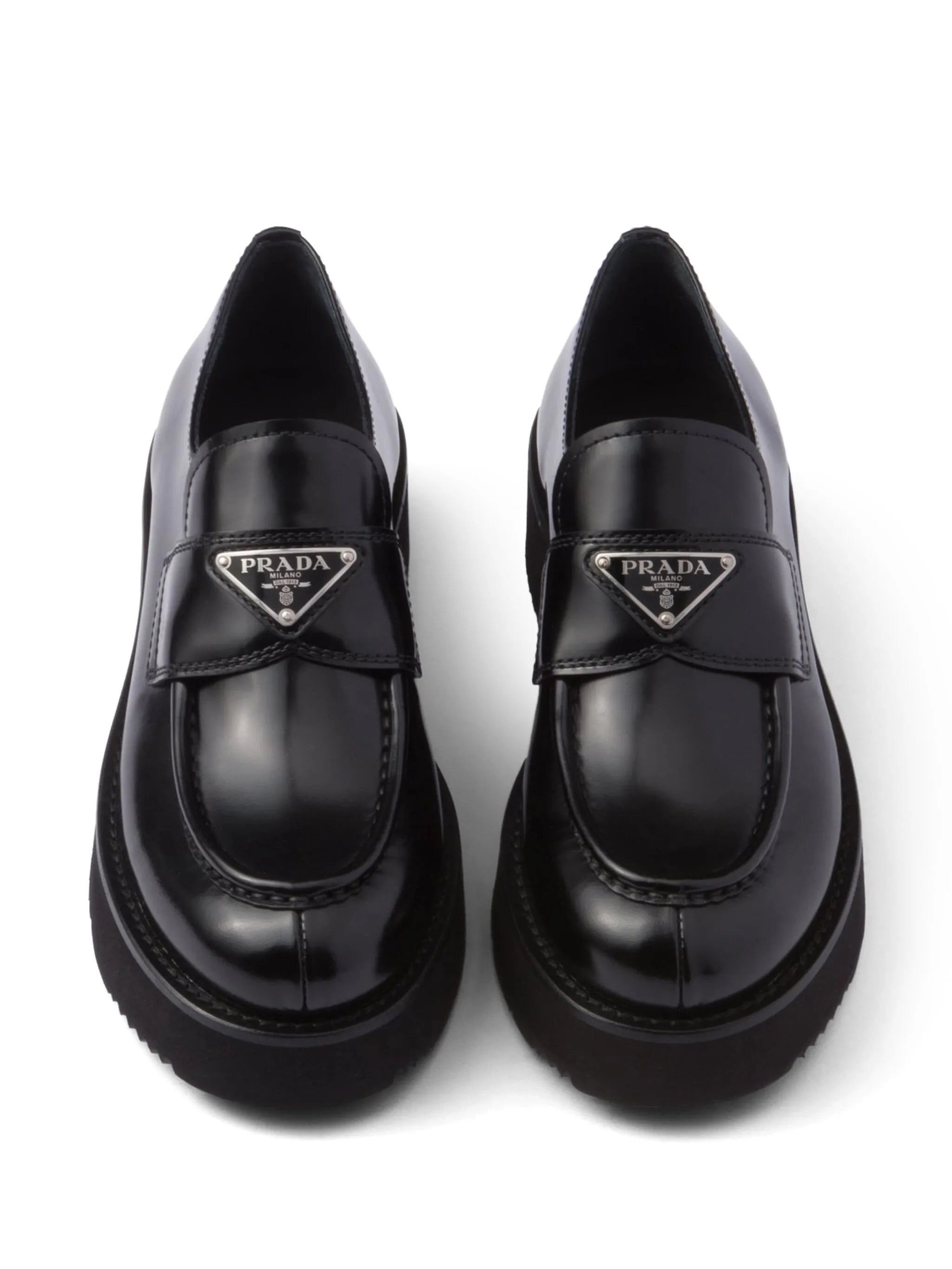 triangle-logo leather loafers