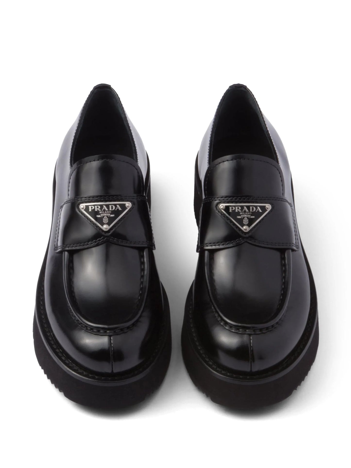 triangle-logo leather loafers