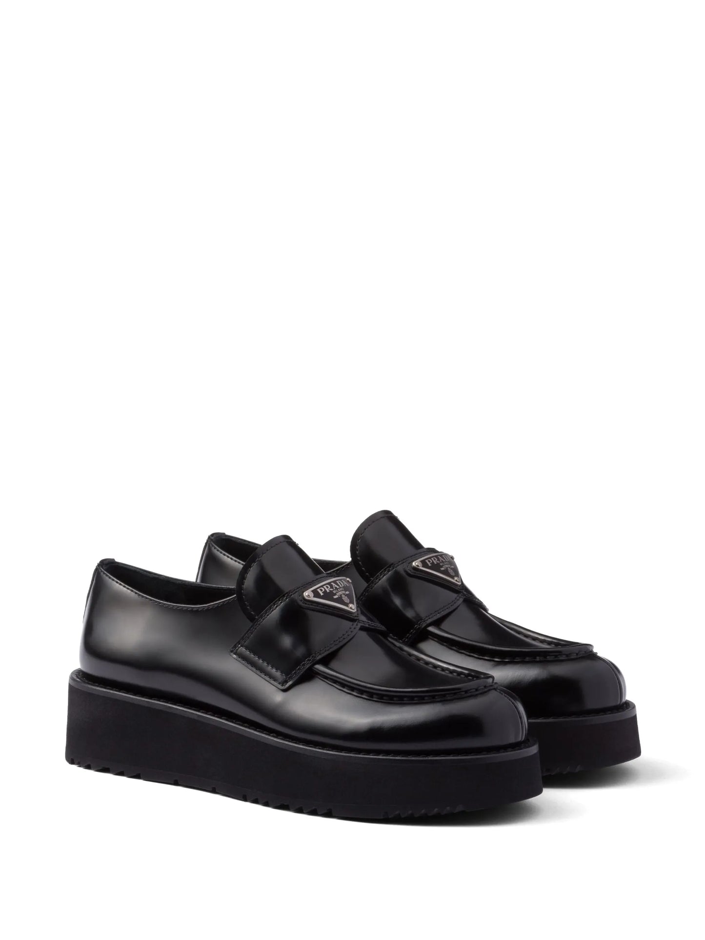 triangle-logo leather loafers